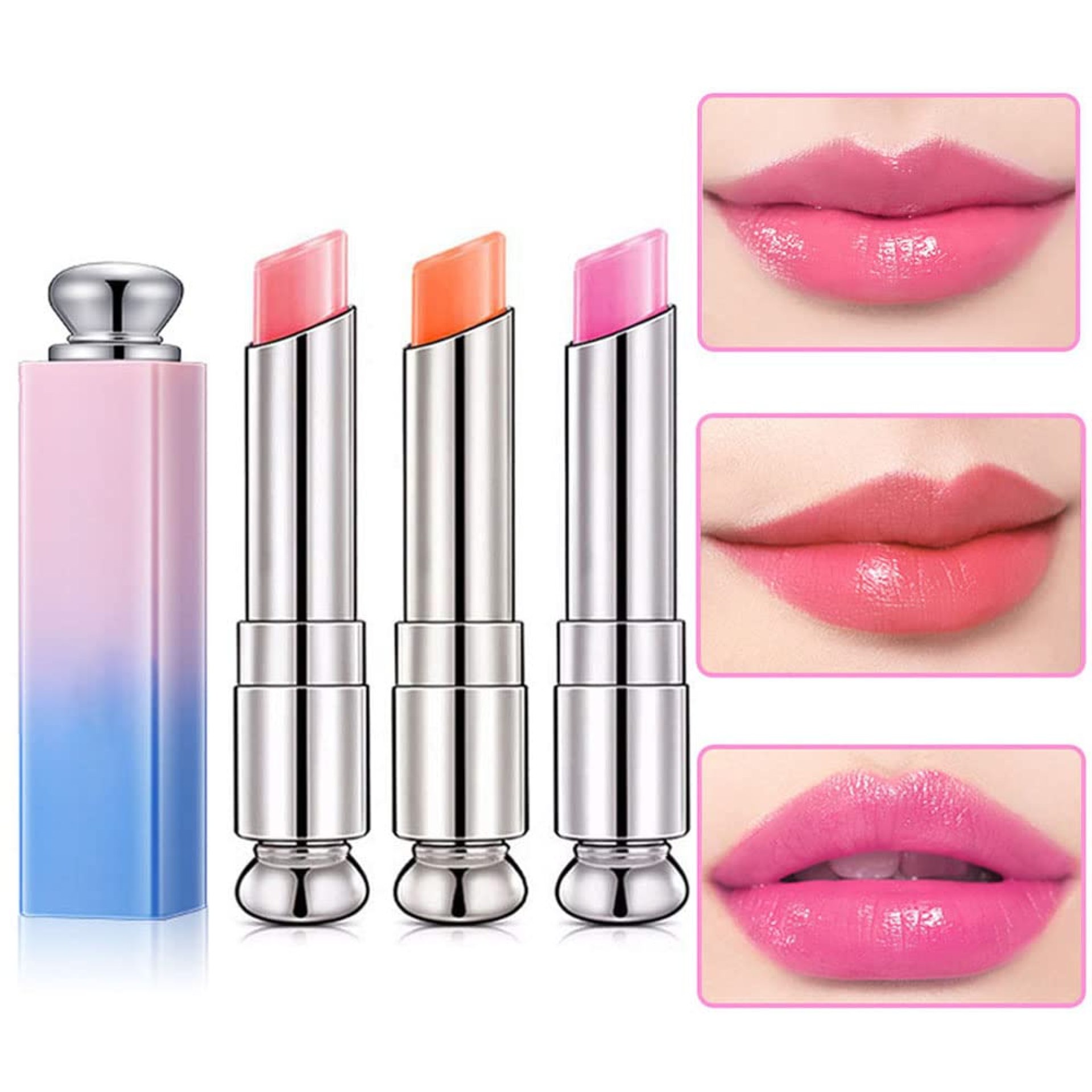 BINGBRUSH 3 Pcs Color Changing Change Lip Balm,Korean Magic Lipstick Color Change Changing Lip Tint Tinted Stain Gloss Balm Long Lasting Waterproof Moisturizer Lipstick Set for Women BINGBRUSH 3 Pcs Color Changing Change Lip Balm,Korean Magic Lipstick Color Change Changing Lip Tint Tinted Stain Gloss Balm Long Lasting Waterproof Moisturizer Lipstick Set for Women