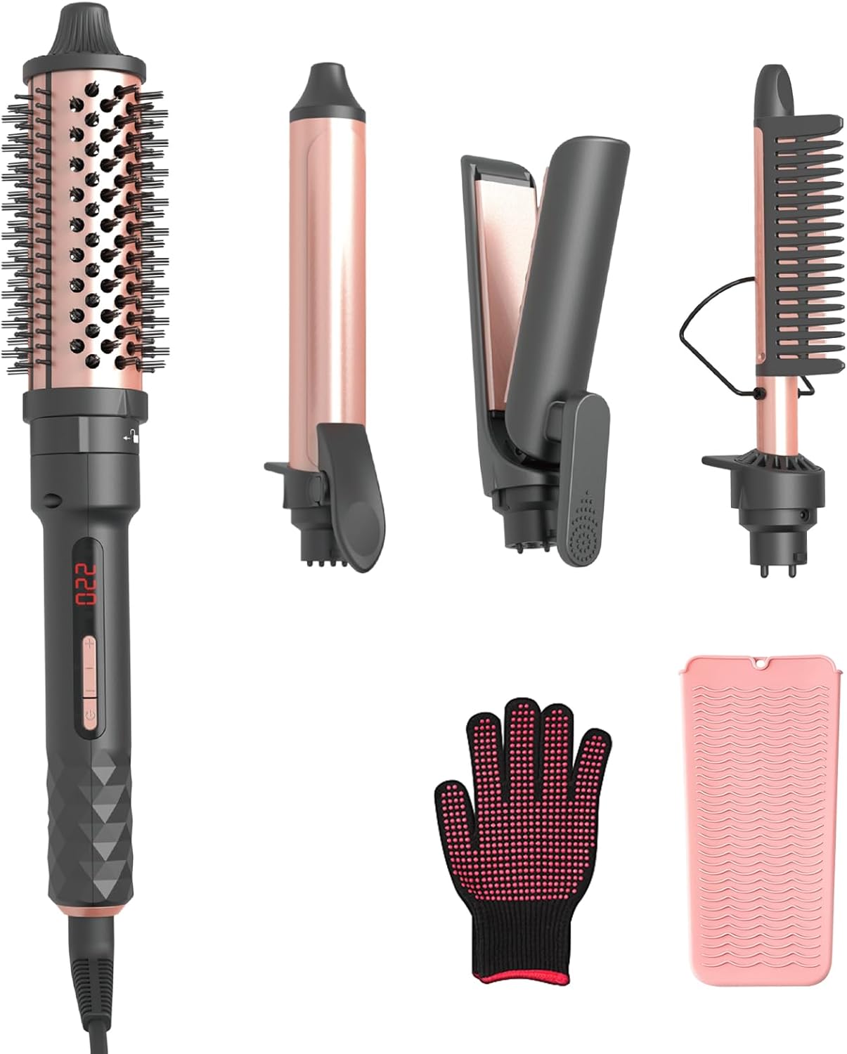 4 in1 Wand Curling Iron,Curling Wand for Long Hair,Hair Curling Iron with Straightener and Curler Fuction,Curling Iron Set with Heat Resistant Mat Glove 4 in1 Wand Curling Iron,Curling Wand for Long Hair,Hair Curling Iron with Straightener and Curler Fuction,Curling Iron Set with Heat Resistant Mat Glove