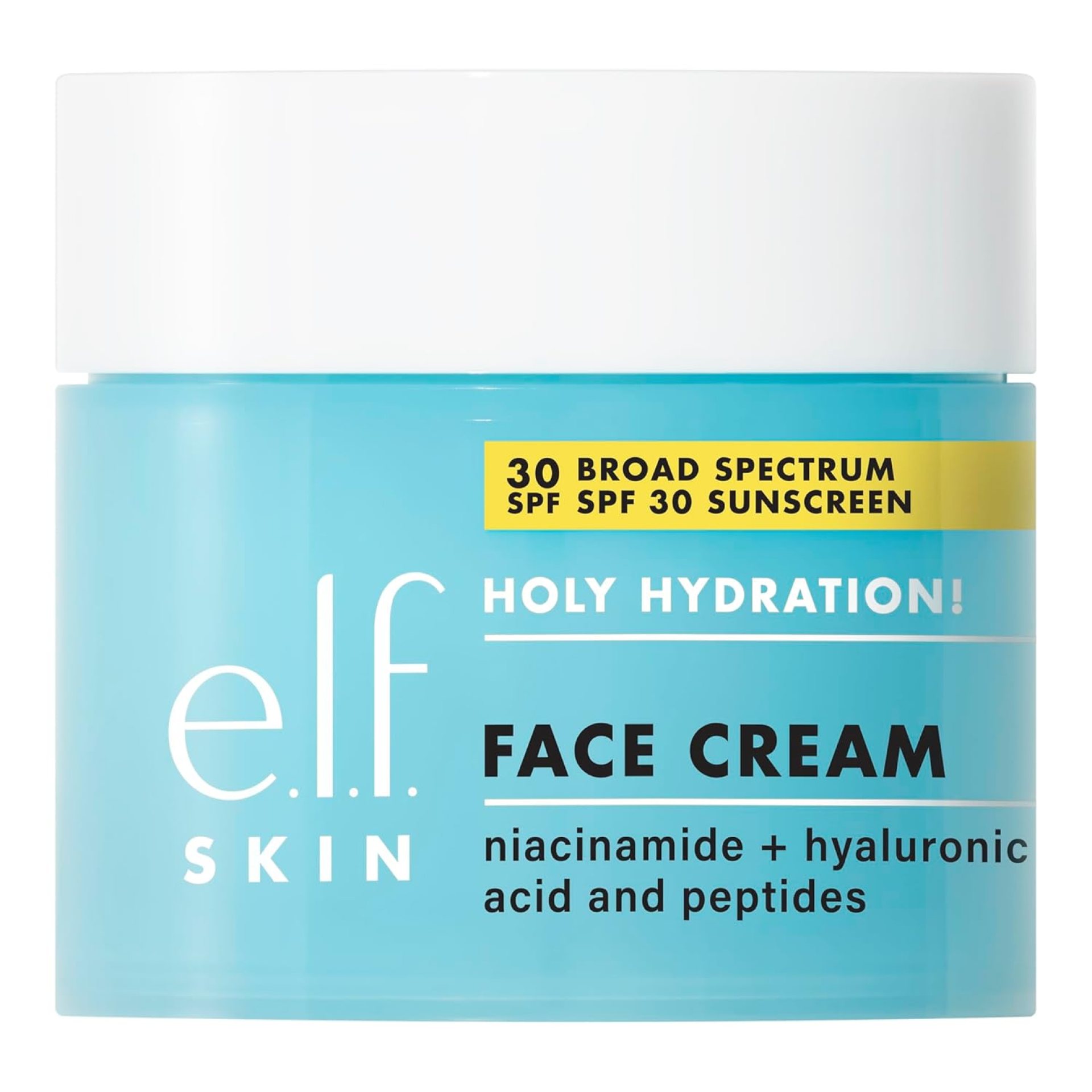 e.l.f. Holy Hydration! Face Cream, Broad Spectrum SPF 30 Sunscreen, Moisturizes & Softens Skin, Quick-Absorbing & Ultra-Hydrating, 1.8 Oz e.l.f. Holy Hydration! Face Cream, Broad Spectrum SPF 30 Sunscreen, Moisturizes & Softens Skin, Quick-Absorbing & Ultra-Hydrating, 1.8 Oz