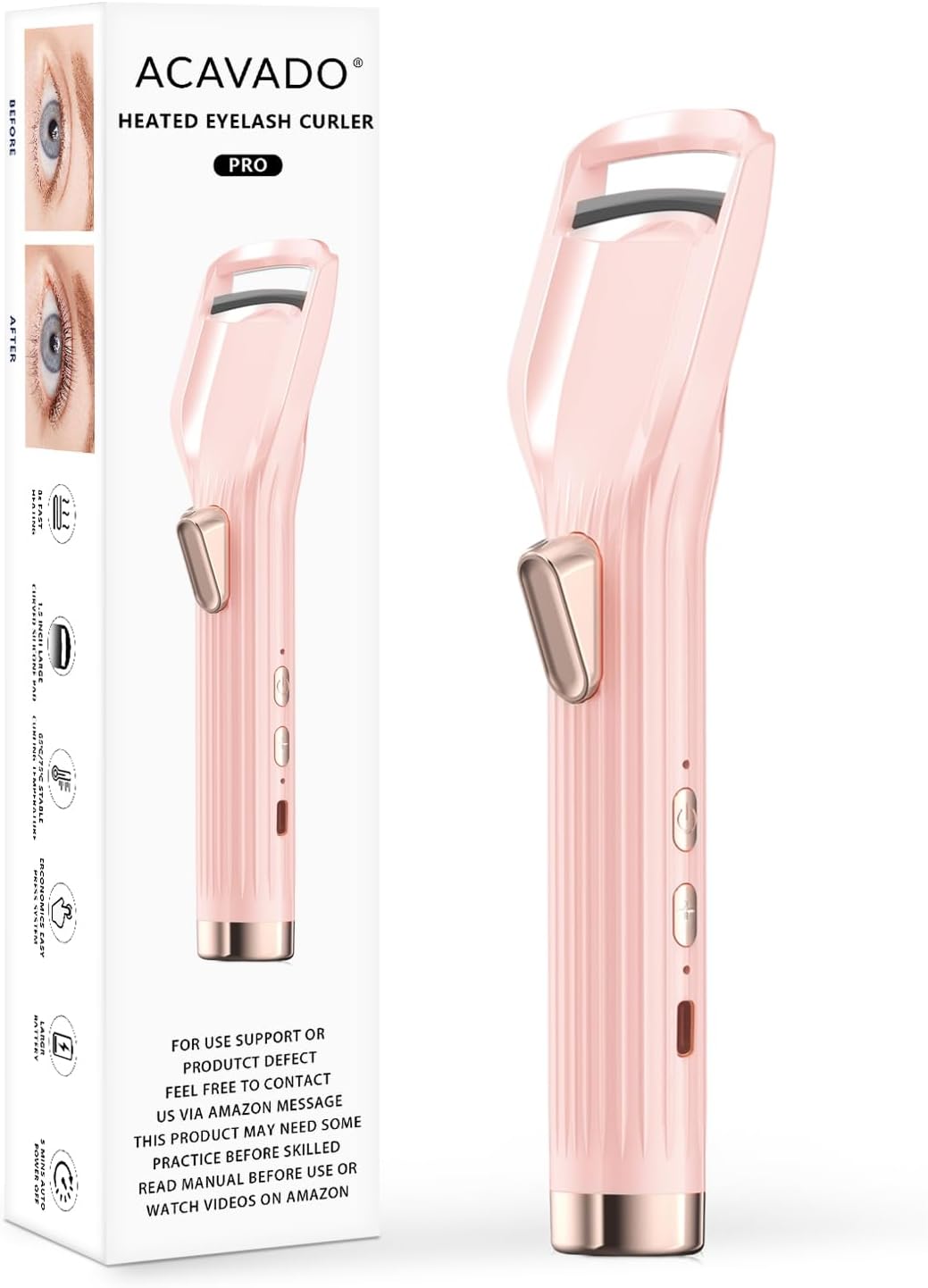 Heated Eyelash Curler Premium PRO – Fast Heat up in 8s – 24 Hours Long Lasting – Rechargeable Electric Eyelash Curler with Type-C, Innovative L Silicone, 2 Heat Modes, Anti-Burn Eyelid, Pink-CB Heated Eyelash Curler Premium PRO – Fast Heat up in 8s – 24 Hours Long Lasting – Rechargeable Electric Eyelash Curler with Type-C, Innovative L Silicone, 2 Heat Modes, Anti-Burn Eyelid, Pink-CB