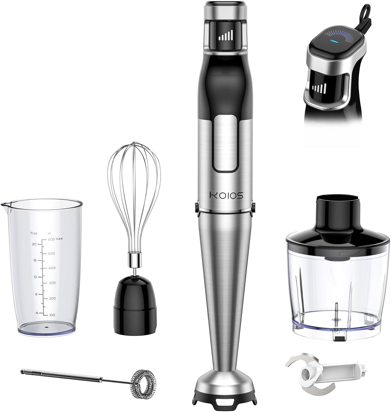 KOIOS Immersion Blender Handheld – Trigger Variable Speed 5-in-1 Immersion Hand Blender 1100W, Anti-Scratch Stainless Steel Shaft, Chopper & Milk Frother, Non-BPA for Soup, Baby Food and Smoothies KOIOS Immersion Blender Handheld – Trigger Variable Speed 5-in-1 Immersion Hand Blender 1100W, Anti-Scratch Stainless Steel Shaft, Chopper & Milk Frother, Non-BPA for Soup, Baby Food and Smoothies