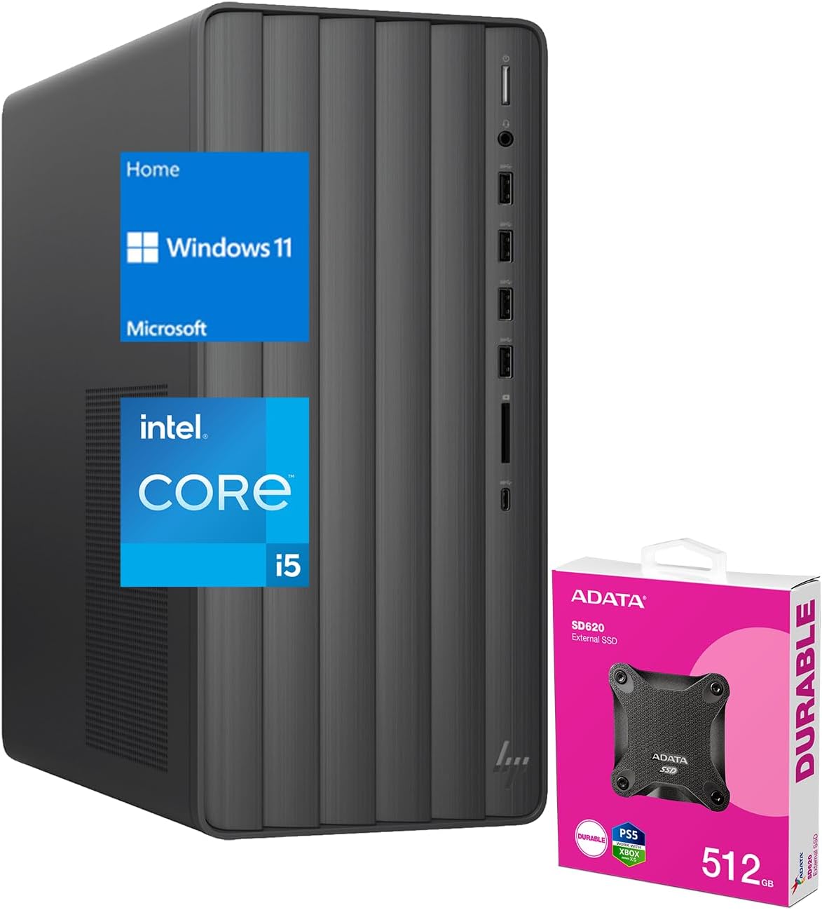 HP Envy i5 Desktop, Intel i5-14400 (Beats Intel i7-13650HX), Intel UHD Graphics, 32GB RAM, 1TB SSD, Wi-Fi 6, RJ45, Windows 11 Home + with ADATA 512GB External SSD Bundle HP Envy i5 Desktop, Intel i5-14400 (Beats Intel i7-13650HX), Intel UHD Graphics, 32GB RAM, 1TB SSD, Wi-Fi 6, RJ45, Windows 11 Home + with ADATA 512GB External SSD Bundle
