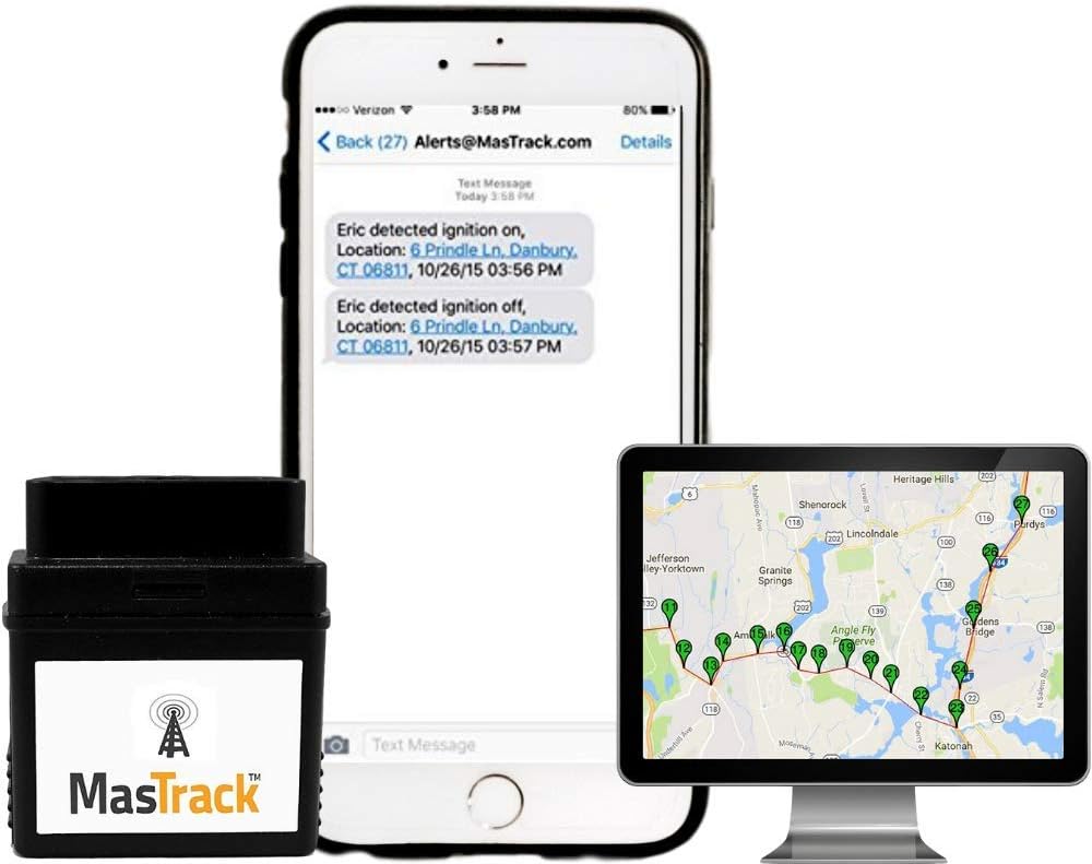 MasTrack- Premium Car GPS Tracker W/No Monthly Fee | Track On Computer Smartphone | Track Fleet Monitoring, Teens, Family| Plug to OBD Port for Alerts & Engine Diagnostics… MasTrack- Premium Car GPS Tracker W/No Monthly Fee | Track On Computer Smartphone | Track Fleet Monitoring, Teens, Family| Plug to OBD Port for Alerts & Engine Diagnostics…