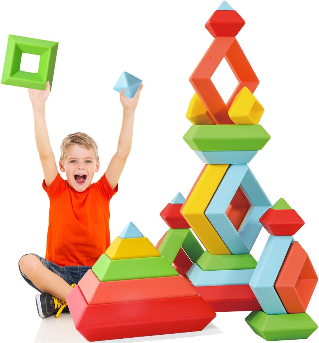 Large Building Blocks Set – 30 Giant Blocks for Stacking – Develops Hand Eye Coordination & Cognitive Skills – Ages 4-8 – Indoor & Outdoor Play Large Building Blocks Set – 30 Giant Blocks for Stacking – Develops Hand Eye Coordination & Cognitive Skills – Ages 4-8 – Indoor & Outdoor Play