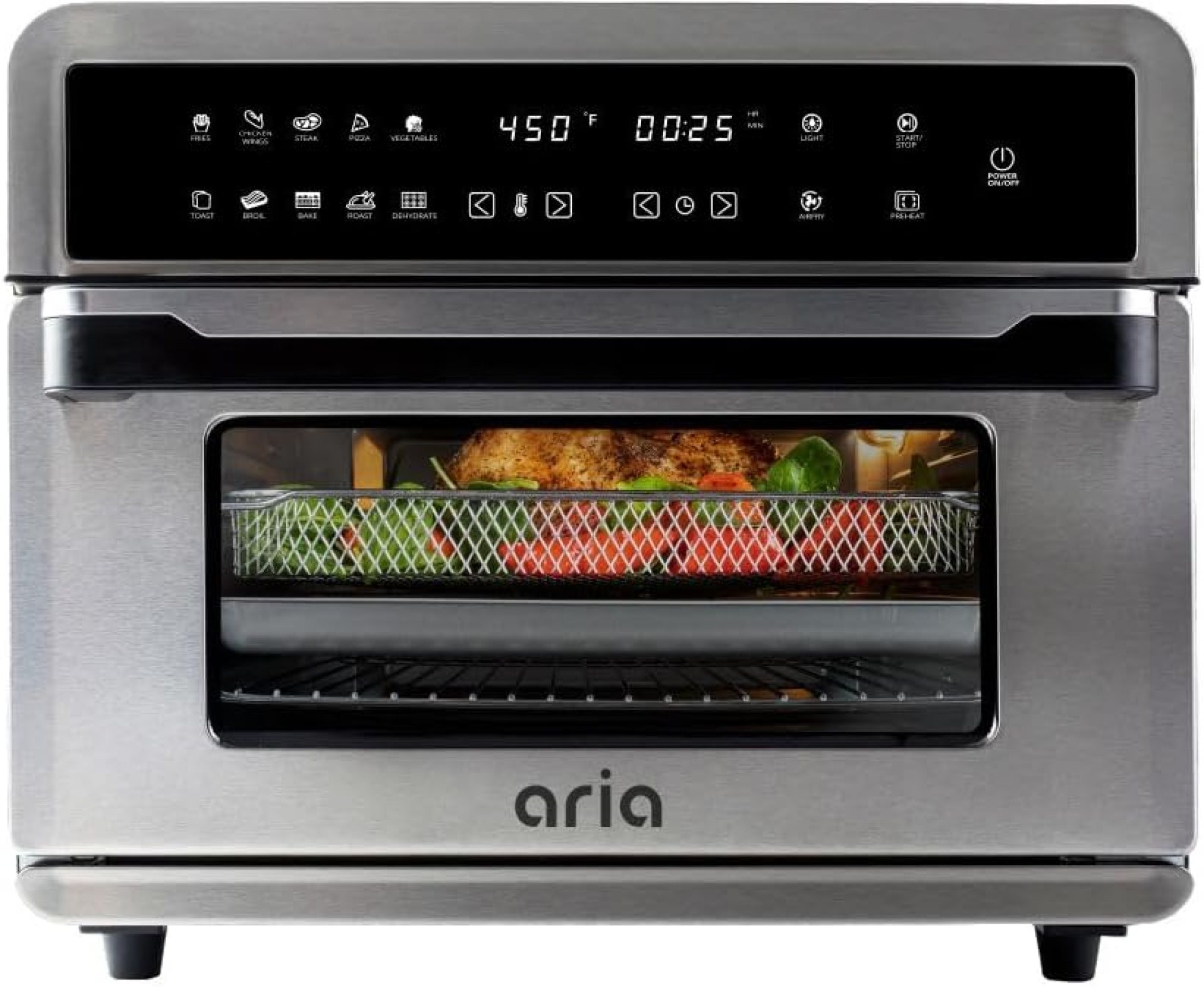 Aria 30 Qt Air Fryer Oven, Stainless Steel Air Fryer with Basket, Grill Racks, Crumb & Drip Tray, Easy Clean Large Countertop Convection Oven, XL Touchscreen Display & Cooking Presets, Black Aria 30 Qt Air Fryer Oven, Stainless Steel Air Fryer with Basket, Grill Racks, Crumb & Drip Tray, Easy Clean Large Countertop Convection Oven, XL Touchscreen Display & Cooking Presets, Black