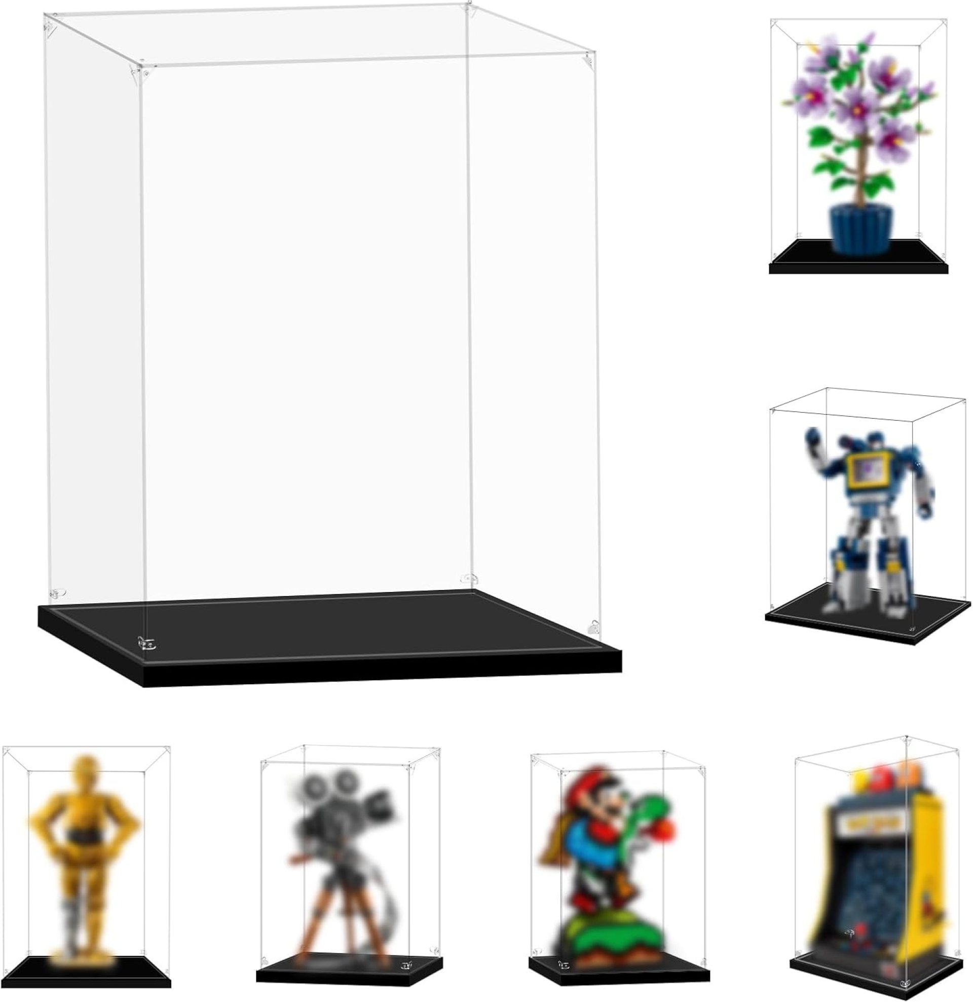 Display Case for Lego 10372 Hibiscus, 10358 Soundwave, 71438 Mario & Yoshi, 75398 C-3PO, 43230 Tribute Camera, 10323 PAC-Man, 10334 Retro Radio or 21329, 11.81×7.87×16.92inch (30x20x43cm) Display Case for Lego 10372 Hibiscus, 10358 Soundwave, 71438 Mario & Yoshi, 75398 C-3PO, 43230 Tribute Camera, 10323 PAC-Man, 10334 Retro Radio or 21329, 11.81×7.87×16.92inch (30x20x43cm)
