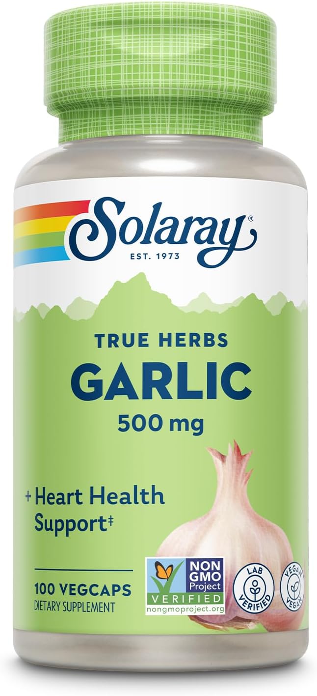 SOLARAY Garlic Bulb 500 mg | Healthy Immune, Circulatory & Cardiovascular Systems Support | Vegan, Non-GMO | 100 VegCaps SOLARAY Garlic Bulb 500 mg | Healthy Immune, Circulatory & Cardiovascular Systems Support | Vegan, Non-GMO | 100 VegCaps