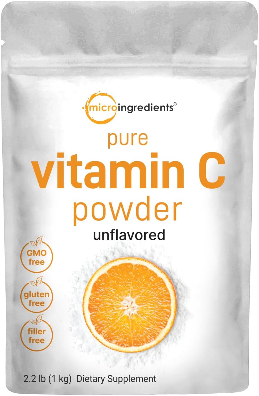 Pure Vitamin C Crystal Powder (Water Soluble Vitamin C 1000mg Per Serving), 1 KG (2.2 Pounds), Immune Vitamins and Strong Antioxidant, Pure Ascorbic Acid Powder Supplement Pure Vitamin C Crystal Powder (Water Soluble Vitamin C 1000mg Per Serving), 1 KG (2.2 Pounds), Immune Vitamins and Strong Antioxidant, Pure Ascorbic Acid Powder Supplement