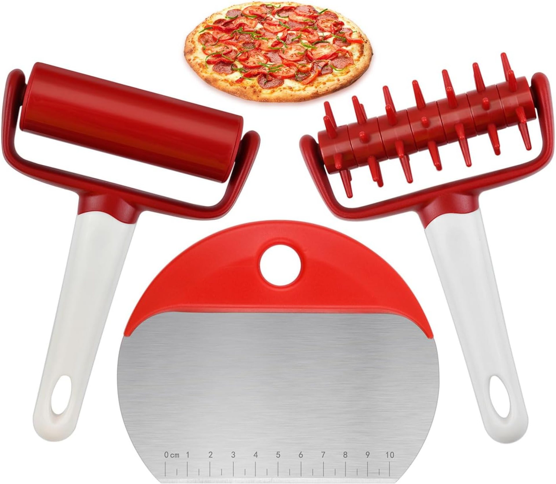 Pizza Making Kit, Tool Set of 3 with Pastry Roller, Dough Poker and Dough Cutter for Homemade Pizza, Pie, Pastry Pizza Making Kit, Tool Set of 3 with Pastry Roller, Dough Poker and Dough Cutter for Homemade Pizza, Pie, Pastry