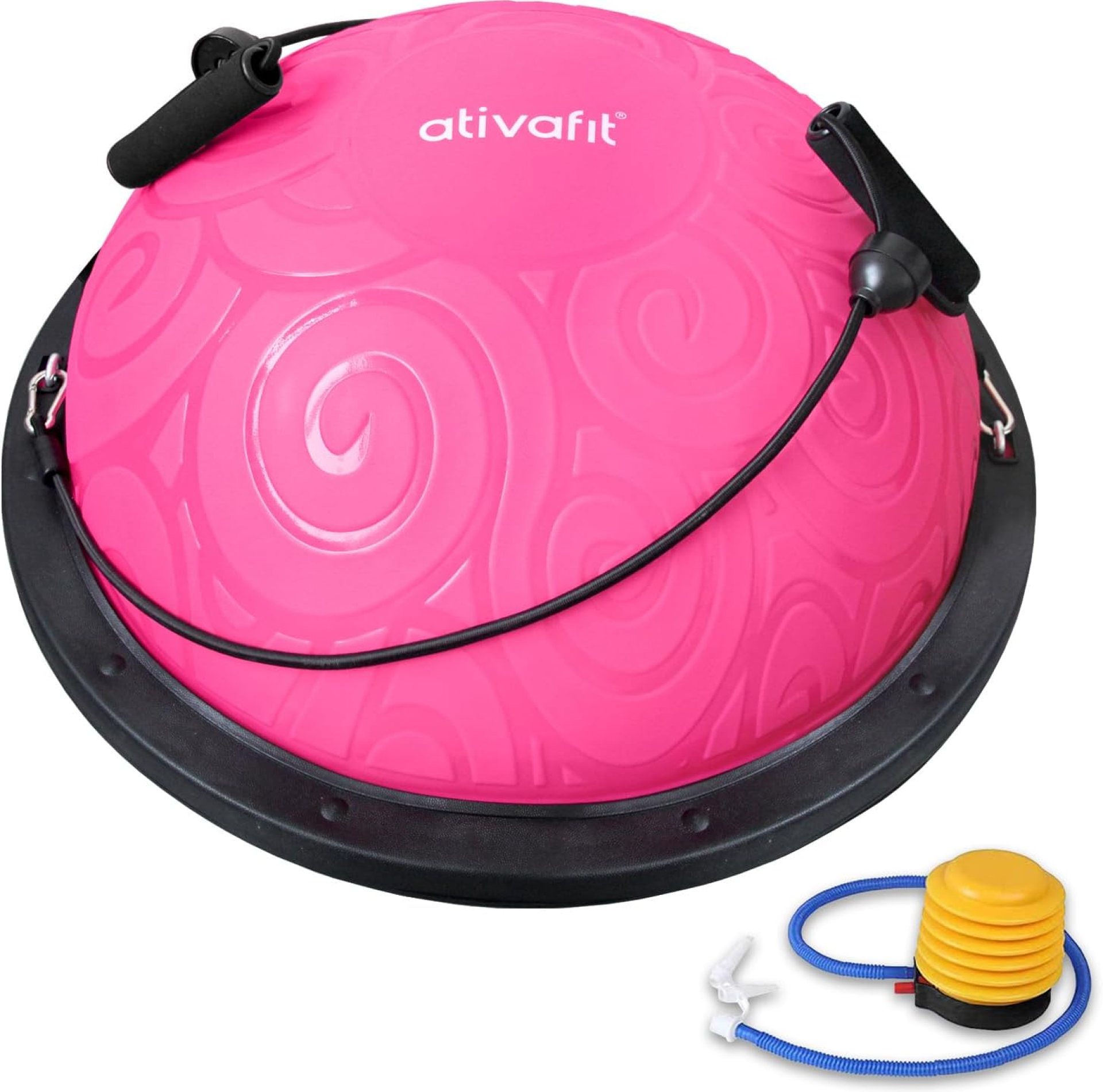 ATIVAFIT Balance Ball Half Exercise Ball Balance Trainer Inflatable Yoga Ball for Home Gym Workouts Core Strength Fitness Half Ball with Resistance Bands, Pump, Support to 660 lbs ATIVAFIT Balance Ball Half Exercise Ball Balance Trainer Inflatable Yoga Ball for Home Gym Workouts Core Strength Fitness Half Ball with Resistance Bands, Pump, Support to 660 lbs