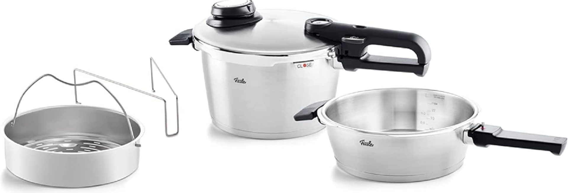 Fissler Vitavit Premium Pressure Cooker and Pressure Skillet Set, 2.6 Quart and 4.8 Quart Fissler Vitavit Premium Pressure Cooker and Pressure Skillet Set, 2.6 Quart and 4.8 Quart