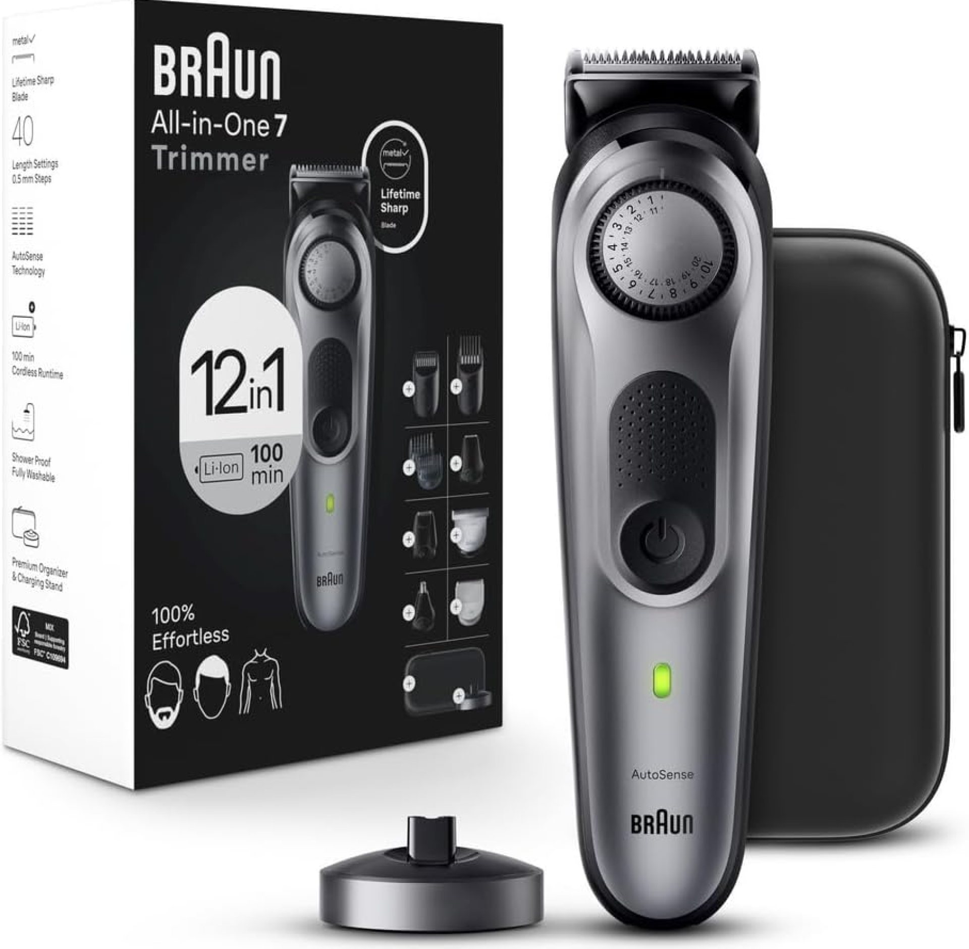 Braun All-in-One Men’s Shaving Kit Series 7 7440, 12-in-1 Beard, Face, Nose, Ear Trimmer, Hair Clippers, Body Groomer and Manscaping Braun All-in-One Men’s Shaving Kit Series 7 7440, 12-in-1 Beard, Face, Nose, Ear Trimmer, Hair Clippers, Body Groomer and Manscaping