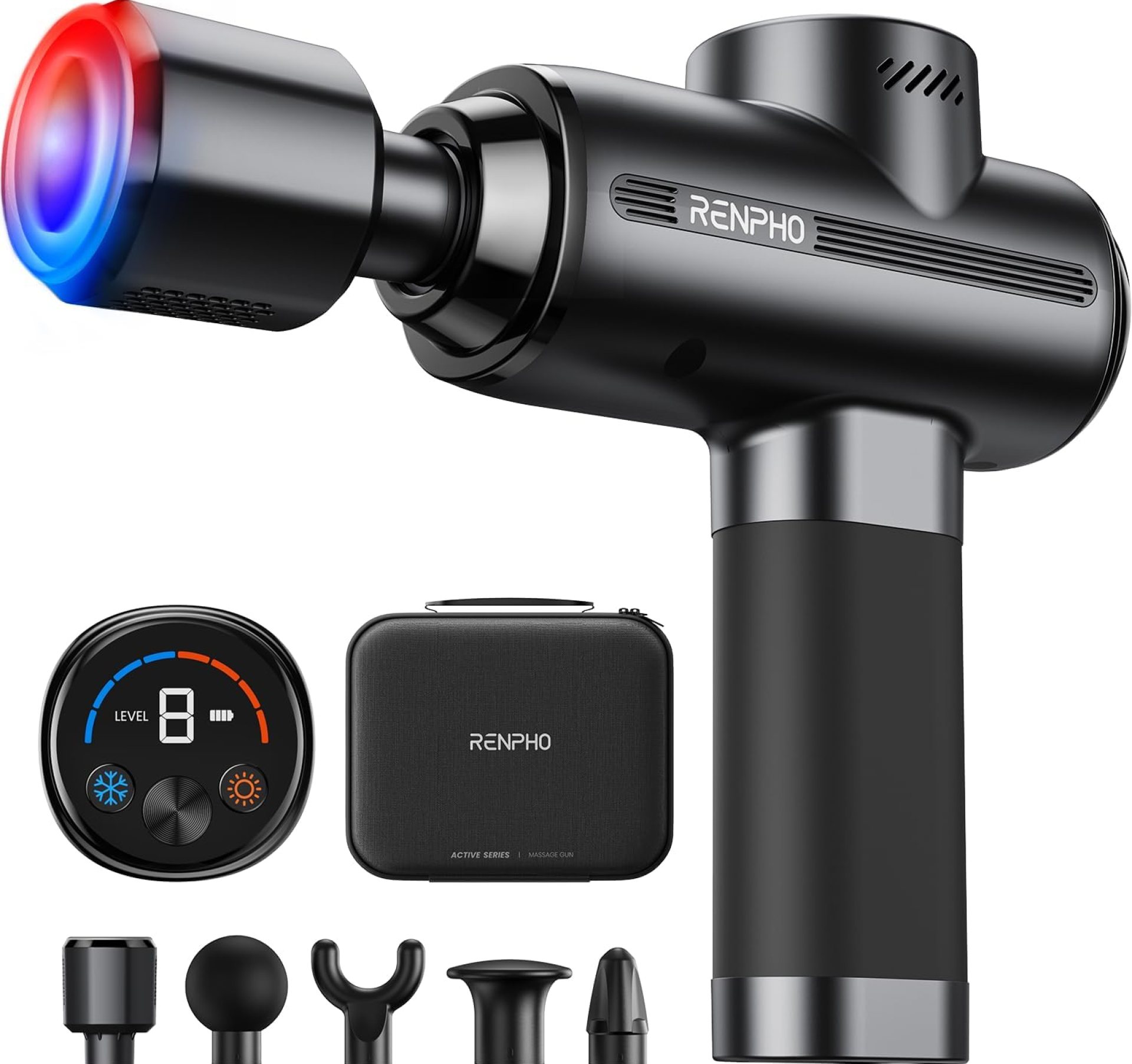 RENPHO Active Thermacool 2 Massage Gun with Heat and Cold Therapy, Professional Deep Tissue Handheld Massager with Carry Case, Percussion Body Muscle Masajeador for Men Women Athletes Back RENPHO Active Thermacool 2 Massage Gun with Heat and Cold Therapy, Professional Deep Tissue Handheld Massager with Carry Case, Percussion Body Muscle Masajeador for Men Women Athletes Back