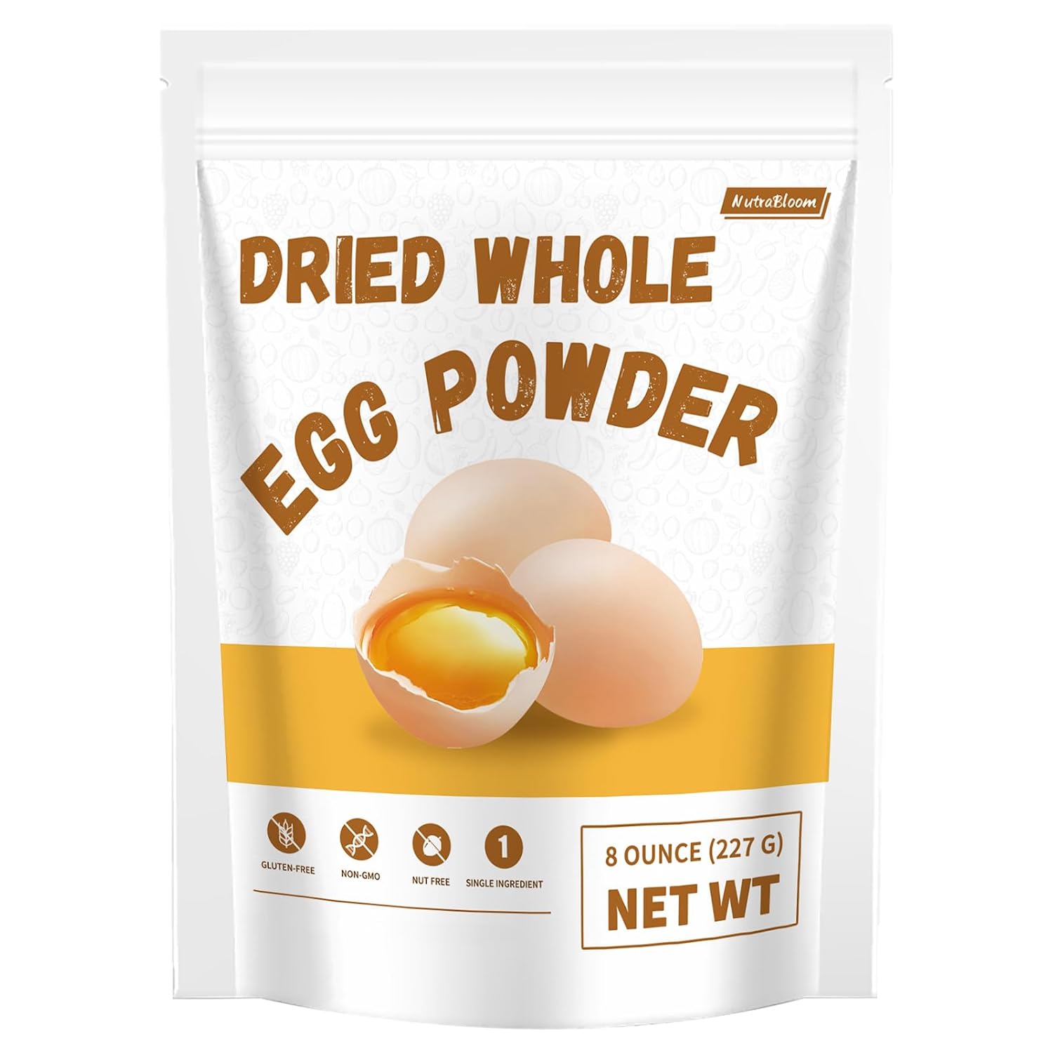 NutraBloom Whole Egg Powder, Pure Natural Gluten Free Versatile Single Ingredient Nutrient-Rich Whole Egg Powder 8 Ounce for Baking, Cooking, Camping Meals, Quick Meal Preparation NutraBloom Whole Egg Powder, Pure Natural Gluten Free Versatile Single Ingredient Nutrient-Rich Whole Egg Powder 8 Ounce for Baking, Cooking, Camping Meals, Quick Meal Preparation