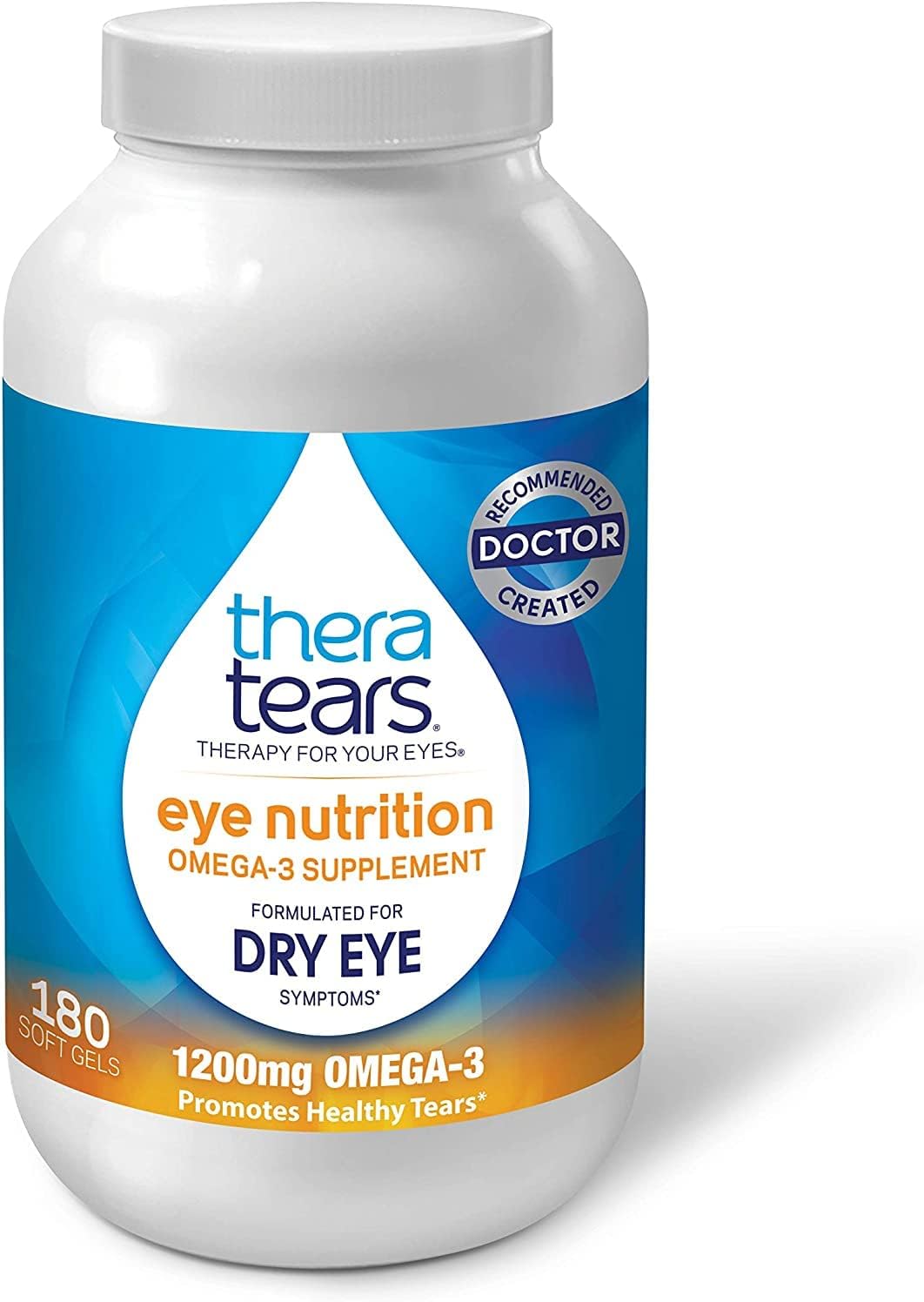 TheraTears Omega 3 Supplement for Eye Care, 1200mg Fish Oil and Organic Flaxseed Oil with Vitamin E, 180 Count TheraTears Omega 3 Supplement for Eye Care, 1200mg Fish Oil and Organic Flaxseed Oil with Vitamin E, 180 Count
