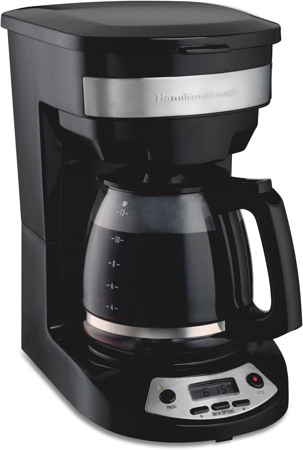 Hamilton Beach 12 Cup Programmable Drip Coffee Maker, Brew Options, Glass Carafe (46299), Black with Stainless Accents Hamilton Beach 12 Cup Programmable Drip Coffee Maker, Brew Options, Glass Carafe (46299), Black with Stainless Accents