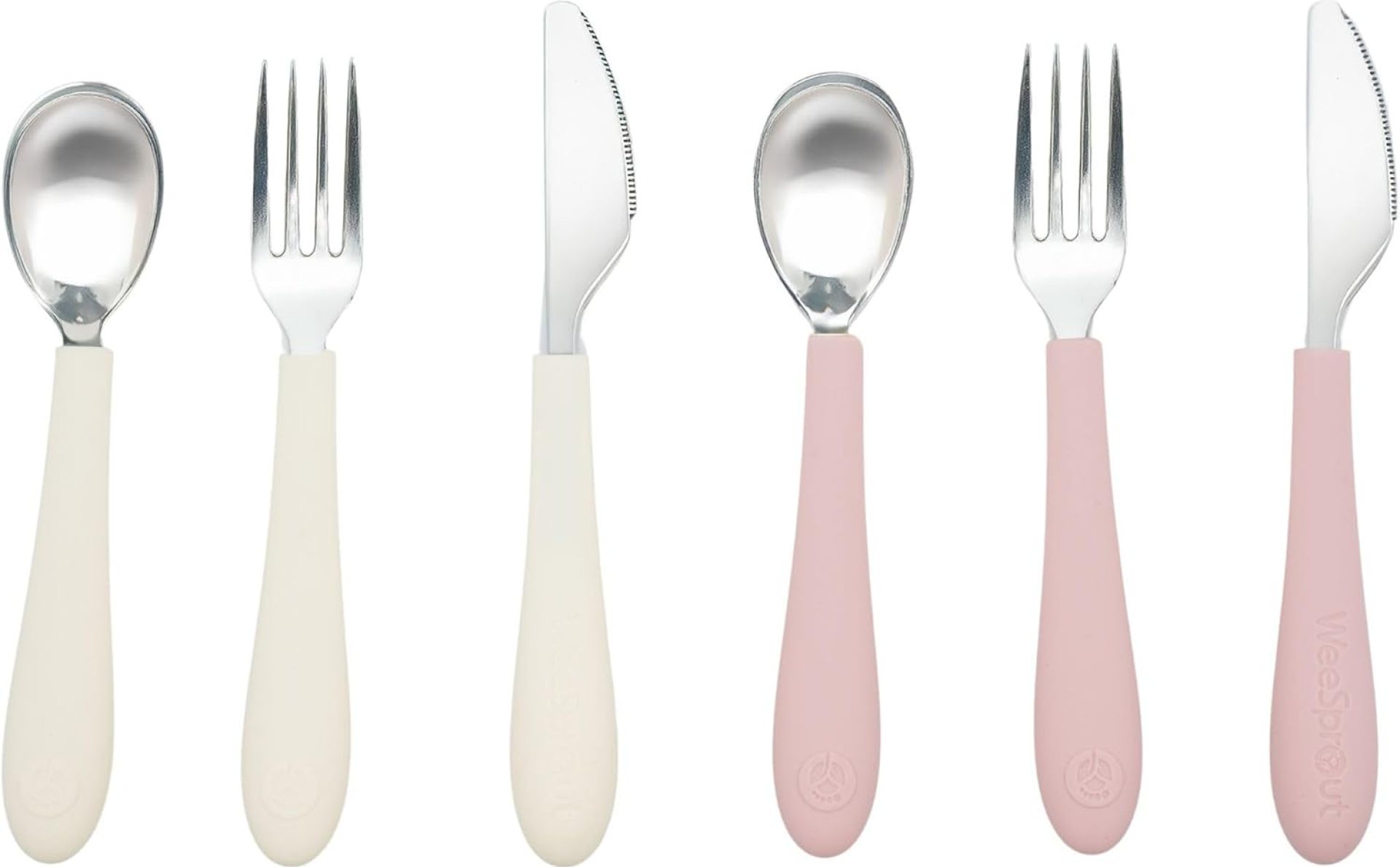 Kids Stainless Steel Utensils Set – Premium 18/8 Grade Silverware Kit – 2 Spoons, 2 Forks, and 2 Knives for Ages 4-7 – Silicone Easy-Grip Handles – Children Flatware Cutlery (Matte – Pink, Off White) Kids Stainless Steel Utensils Set – Premium 18/8 Grade Silverware Kit – 2 Spoons, 2 Forks, and 2 Knives for Ages 4-7 – Silicone Easy-Grip Handles – Children Flatware Cutlery (Matte – Pink, Off White)