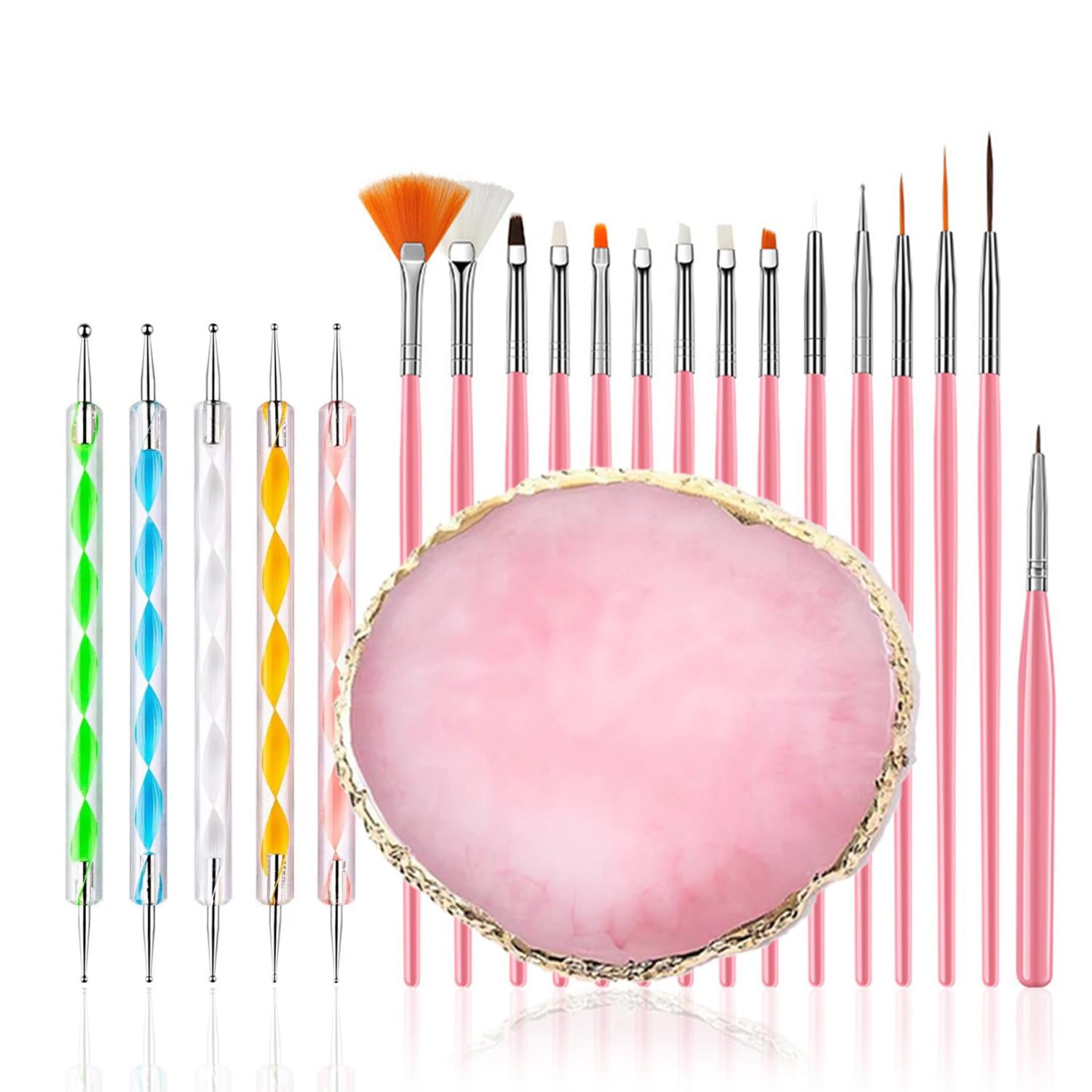 21Pcs Nail Art Brushes Set, 1 Resin Nail Art Palette, 5 Nail Art Dotting Pens, 15 Nail Art Brushes, Nail Polish Mixing Palette Double-Ended Dotting Pen Nail Liner Brush Nail Drawing Brushes 21Pcs Nail Art Brushes Set, 1 Resin Nail Art Palette, 5 Nail Art Dotting Pens, 15 Nail Art Brushes, Nail Polish Mixing Palette Double-Ended Dotting Pen Nail Liner Brush Nail Drawing Brushes