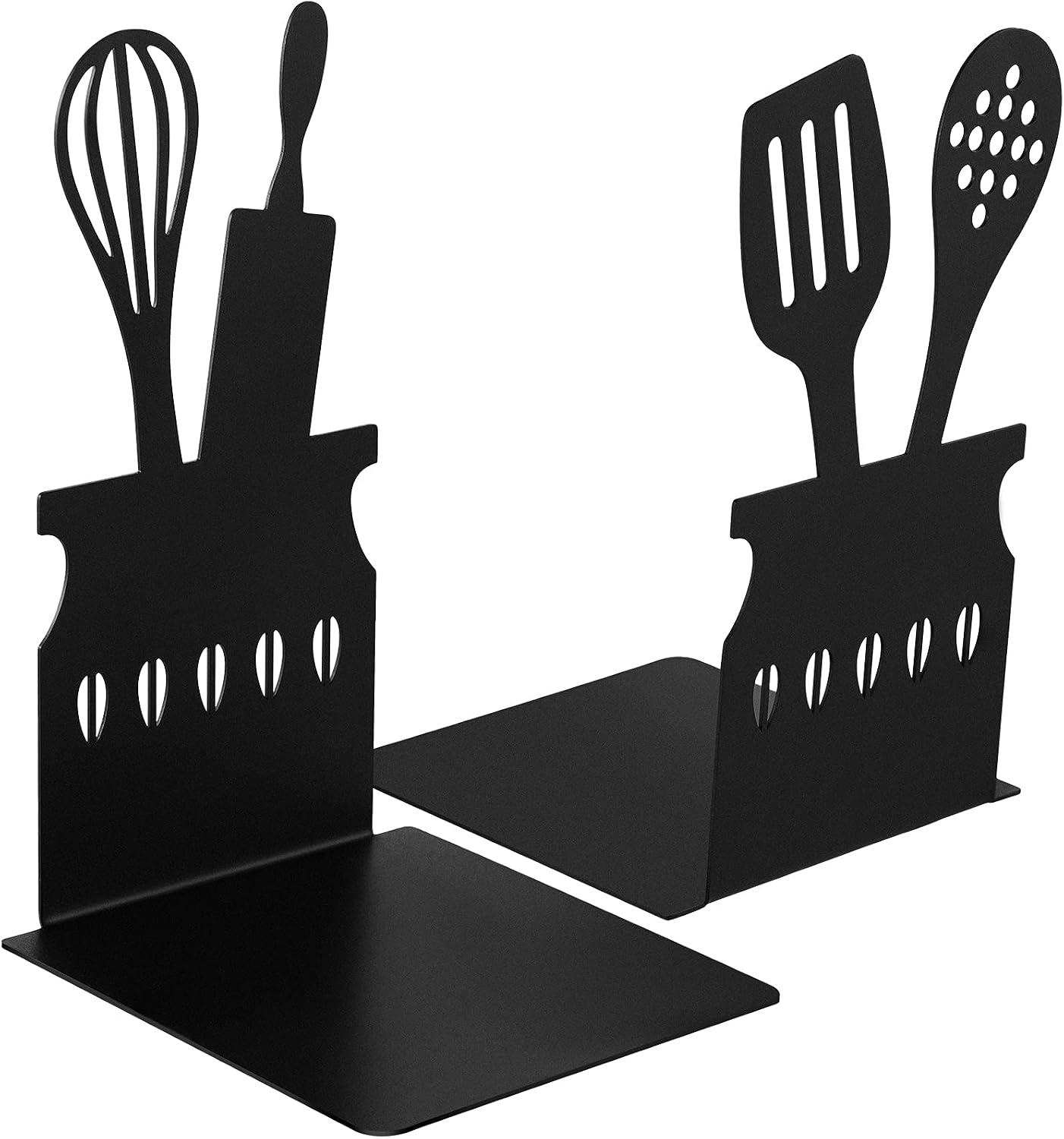 Zonon Black Kitchen Bookends 5.9 x 3.9 x 3.9 Inch Spoon Decorative Metal Cookbook Storage Books Stoppers Zonon Black Kitchen Bookends 5.9 x 3.9 x 3.9 Inch Spoon Decorative Metal Cookbook Storage Books Stoppers