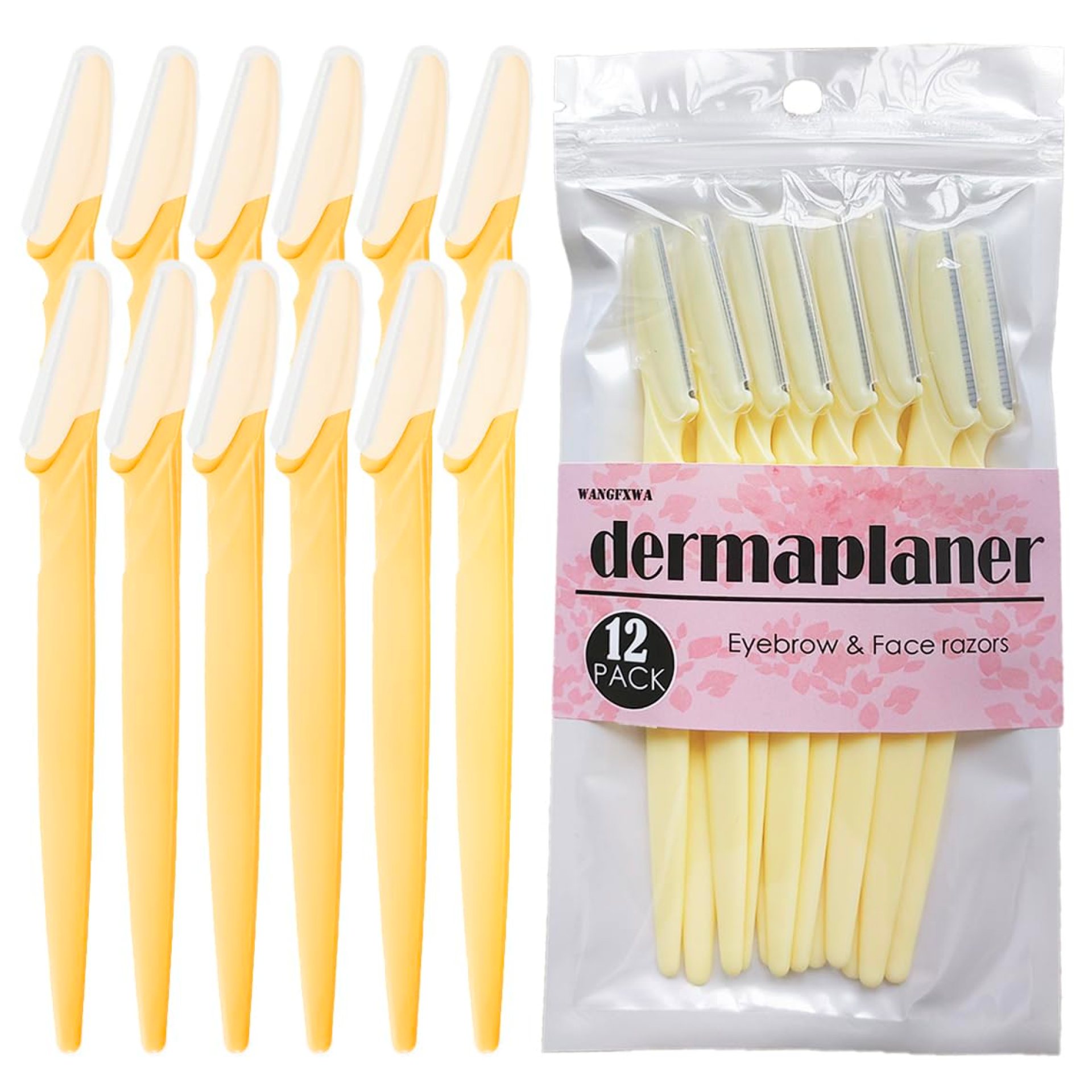 12pcs Dermaplane Razor For Women Men Eyebrow Razors Dermaplaning Tool For Face Shaver Home Hair Beauty blade Trimmer Microblades Peach Fuzz Remover micro dermabrasion facial tool Yellow 12pcs Dermaplane Razor For Women Men Eyebrow Razors Dermaplaning Tool For Face Shaver Home Hair Beauty blade Trimmer Microblades Peach Fuzz Remover micro dermabrasion facial tool Yellow