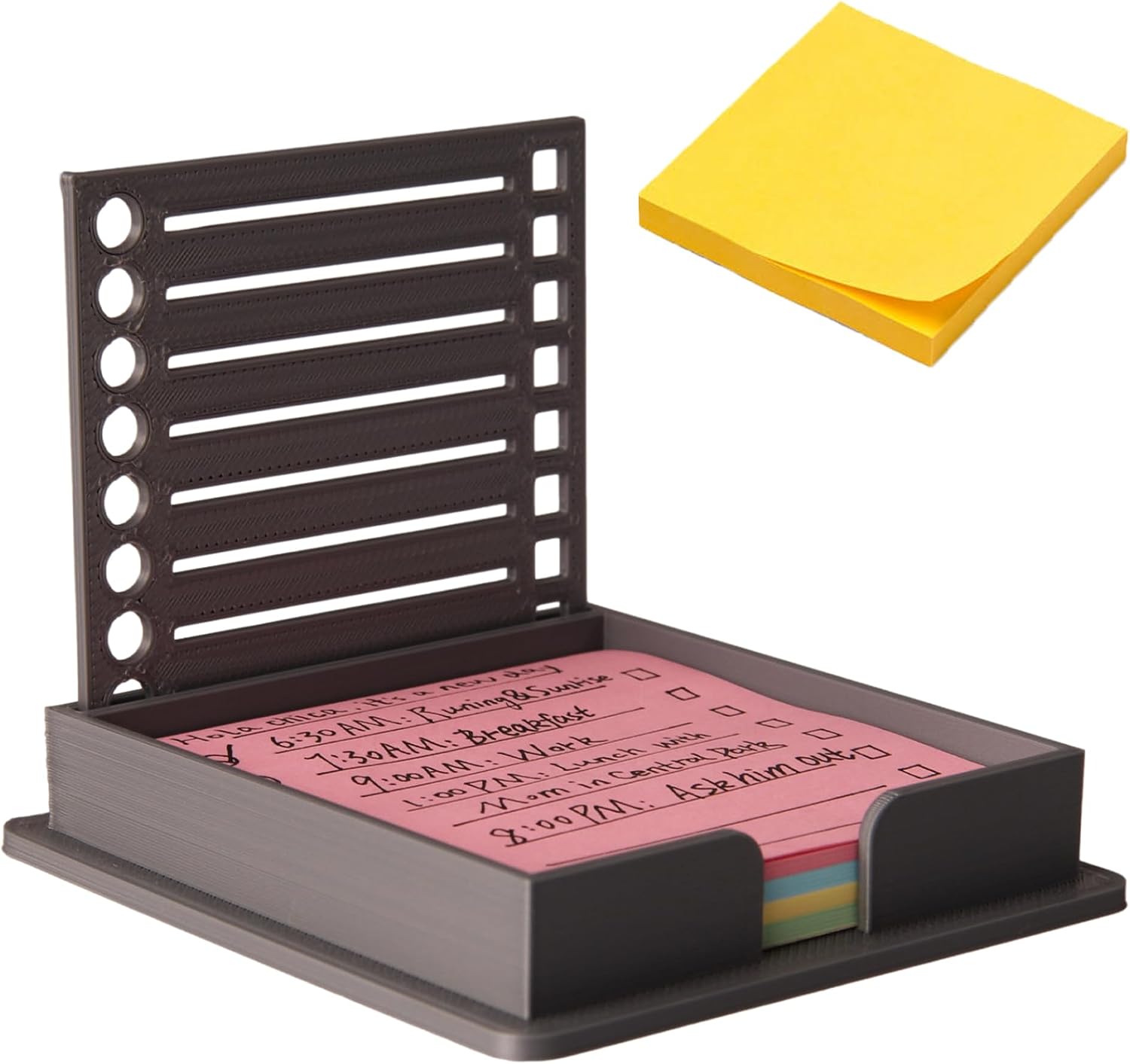 Sticky Note Holder Compatible with Post It Notes, 3×3 Sticky Pads Dispenser with Stencil, Memo Pad Organizer with Line Box Drawing Template for Office and Home Sticky Note Holder Compatible with Post It Notes, 3×3 Sticky Pads Dispenser with Stencil, Memo Pad Organizer with Line Box Drawing Template for Office and Home
