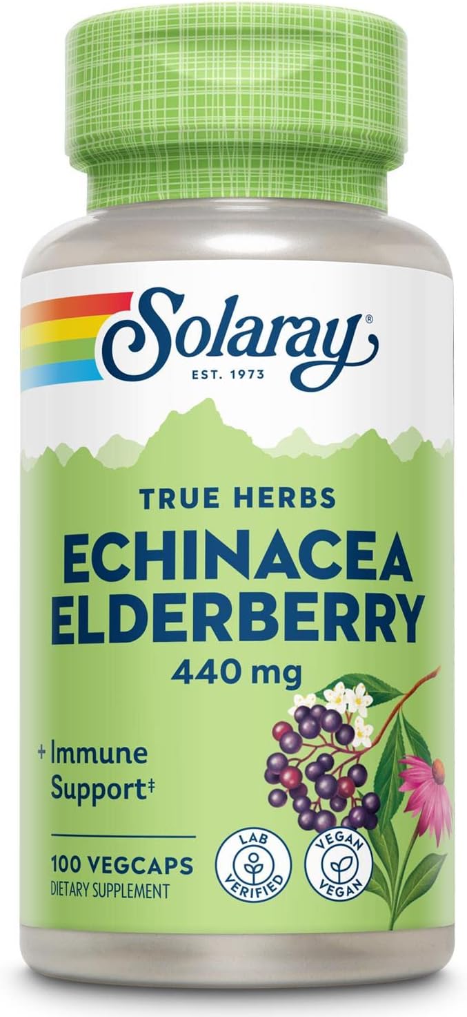 SOLARAY Echinacea and Elderberry Capsules, 440 mg | 100 Count SOLARAY Echinacea and Elderberry Capsules, 440 mg | 100 Count