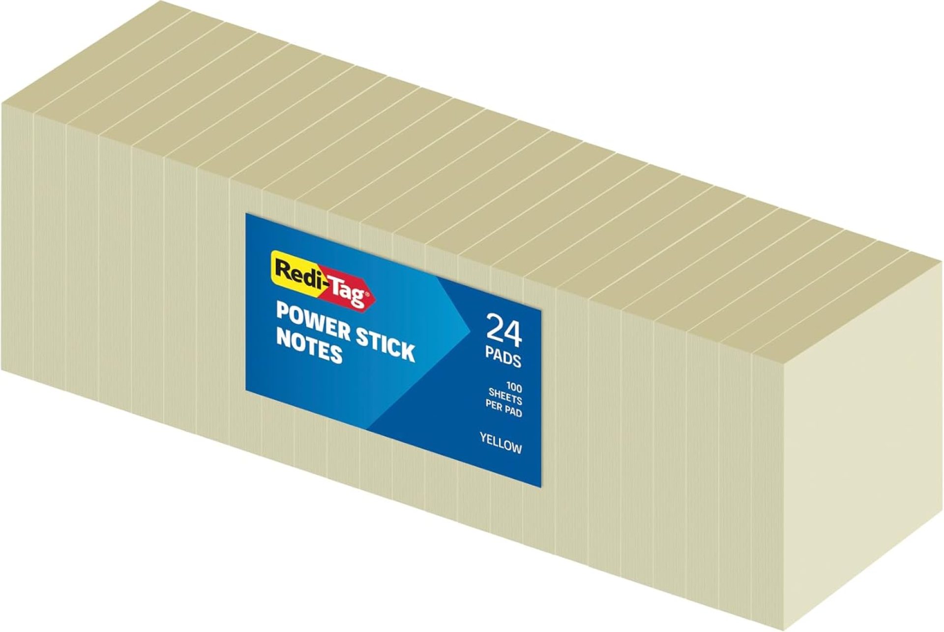 Redi-Tag Sticky Notes, Power Stick Notes, 3″ x 3″ Recycleable Adhesive Notes, Strong Adhesive Memos, Yellow, 24 Pack, 100 Sheets per Pad (1014128) Redi-Tag Sticky Notes, Power Stick Notes, 3″ x 3″ Recycleable Adhesive Notes, Strong Adhesive Memos, Yellow, 24 Pack, 100 Sheets per Pad (1014128)