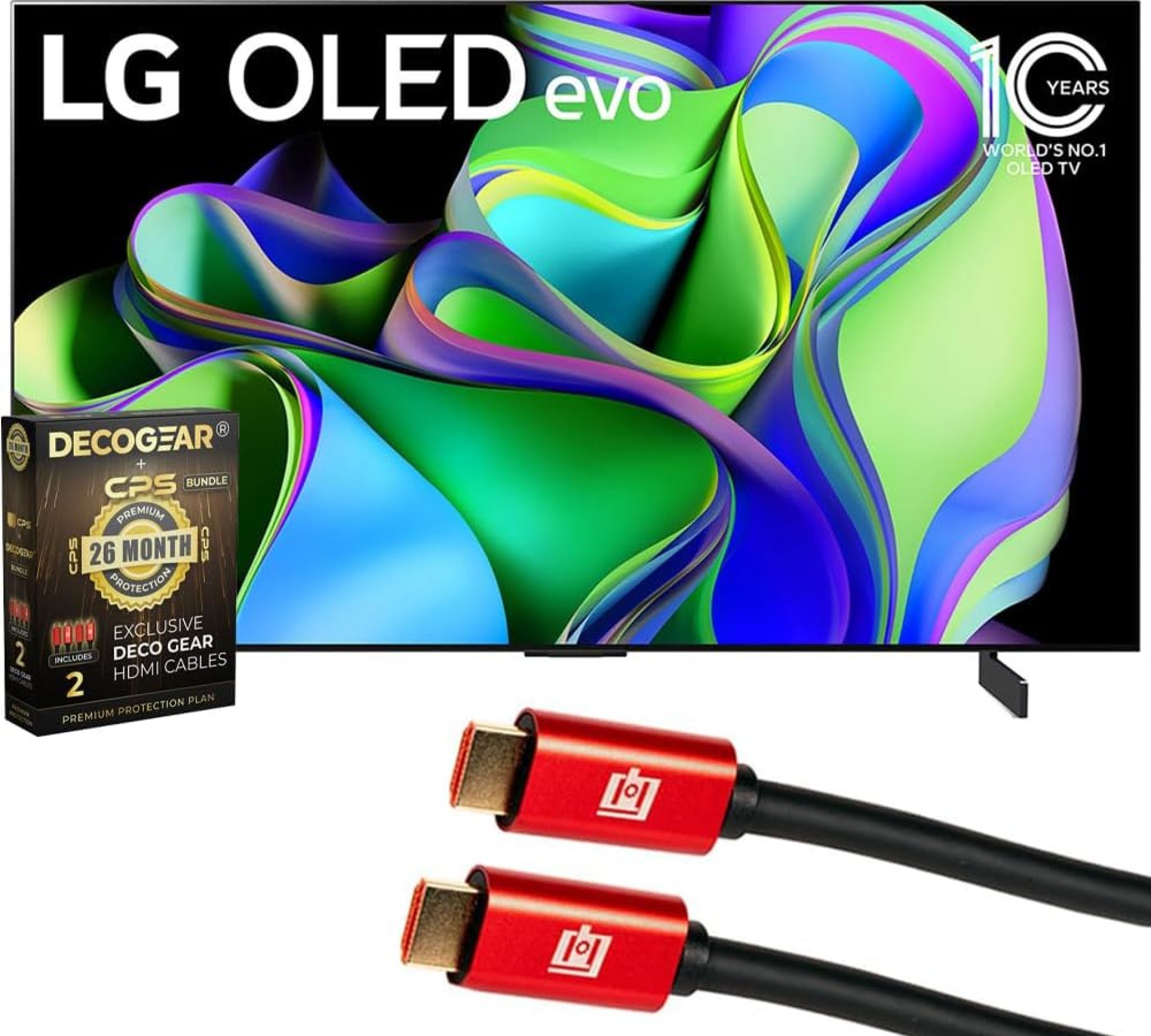 LG OLED48C3PUA OLED evo C3 48 Inch HDR 4K Smart OLED TV 2023 Bundle with Deco Gear 4K HDMI 2.0 Cable w/Pure Copper Conductors x2 & CPS Exclusive 26 Month Protection Pack Bundle (BEACH-CPS-261500) LG OLED48C3PUA OLED evo C3 48 Inch HDR 4K Smart OLED TV 2023 Bundle with Deco Gear 4K HDMI 2.0 Cable w/Pure Copper Conductors x2 & CPS Exclusive 26 Month Protection Pack Bundle (BEACH-CPS-261500)