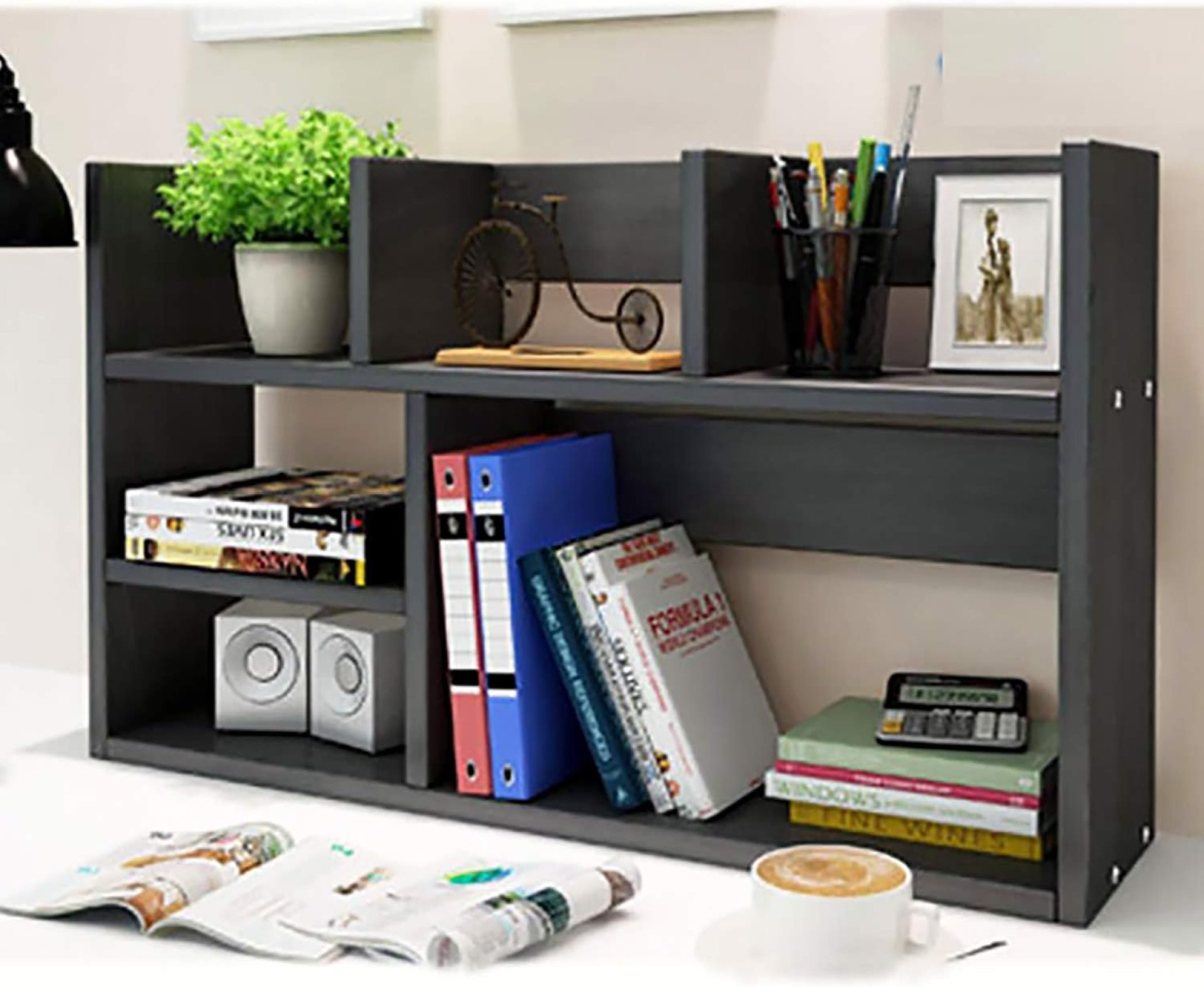 TY ARTS & CULTURE – Wood Desktop Storage Organizer Multipurpose Desk Bookshelf Case Display Large Shelf Rack Counter Top Bookcase for Office Home (Black) TY ARTS & CULTURE – Wood Desktop Storage Organizer Multipurpose Desk Bookshelf Case Display Large Shelf Rack Counter Top Bookcase for Office Home (Black)