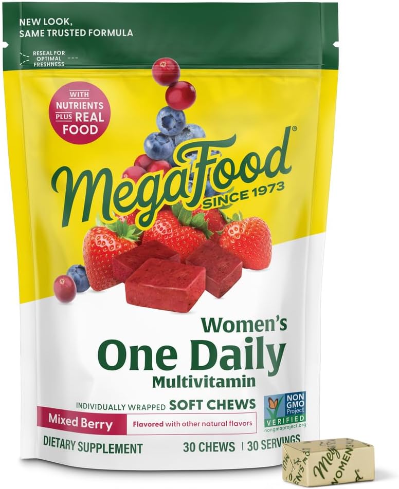 MegaFood Women’s One Daily Multivitamin Soft Chews – Multivitamin for Women with Folate, Vitamin B6, B12, Biotin, Vitamin D – Delicious Mixed Berry Flavor – Vegetarian, Non-GMO – 30 Chews MegaFood Women’s One Daily Multivitamin Soft Chews – Multivitamin for Women with Folate, Vitamin B6, B12, Biotin, Vitamin D – Delicious Mixed Berry Flavor – Vegetarian, Non-GMO – 30 Chews