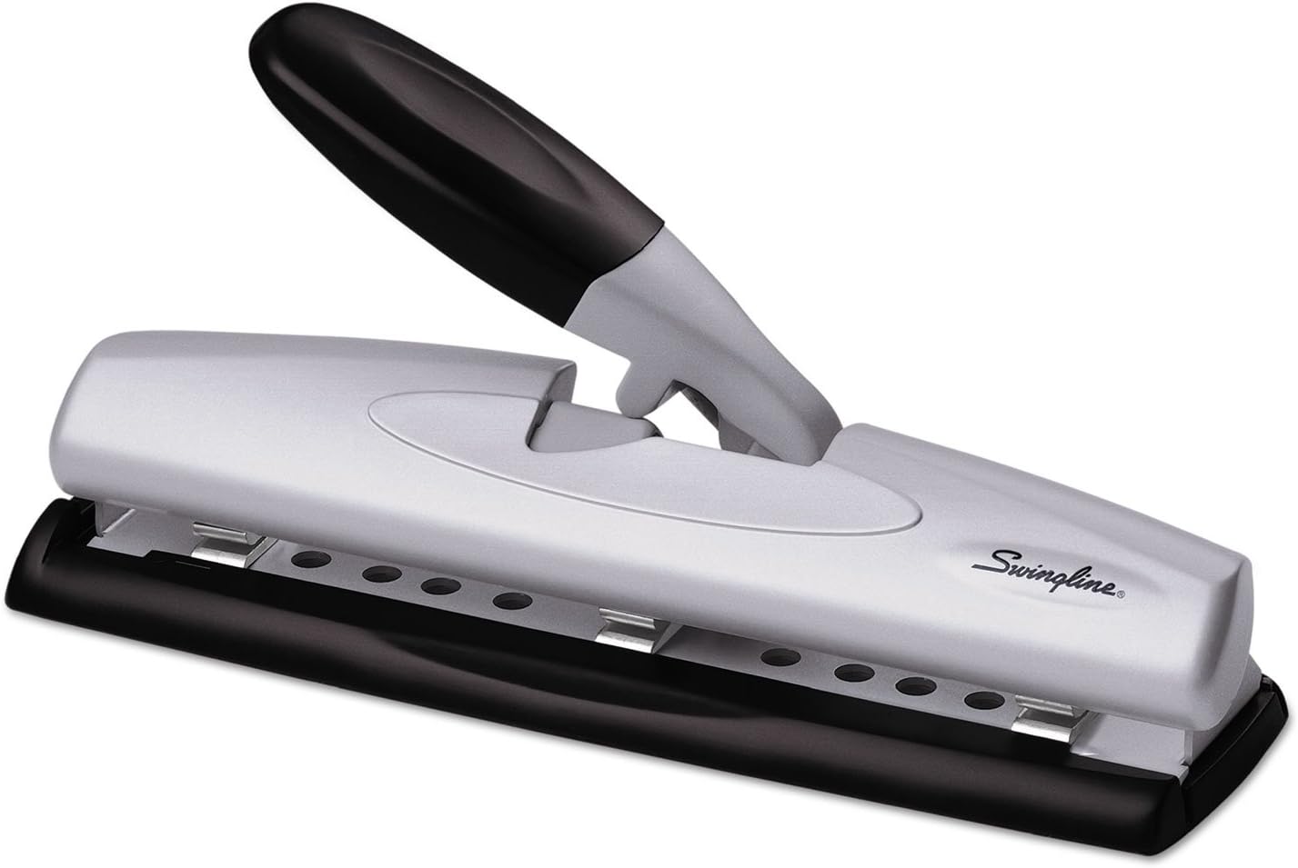 Swingline Hole Punch, Desktop Hole Puncher, 12 Sheet Punch Capacity, 2-3 Holes, Adjustable, LightTouch, Black/Silver (74026) Swingline Hole Punch, Desktop Hole Puncher, 12 Sheet Punch Capacity, 2-3 Holes, Adjustable, LightTouch, Black/Silver (74026)