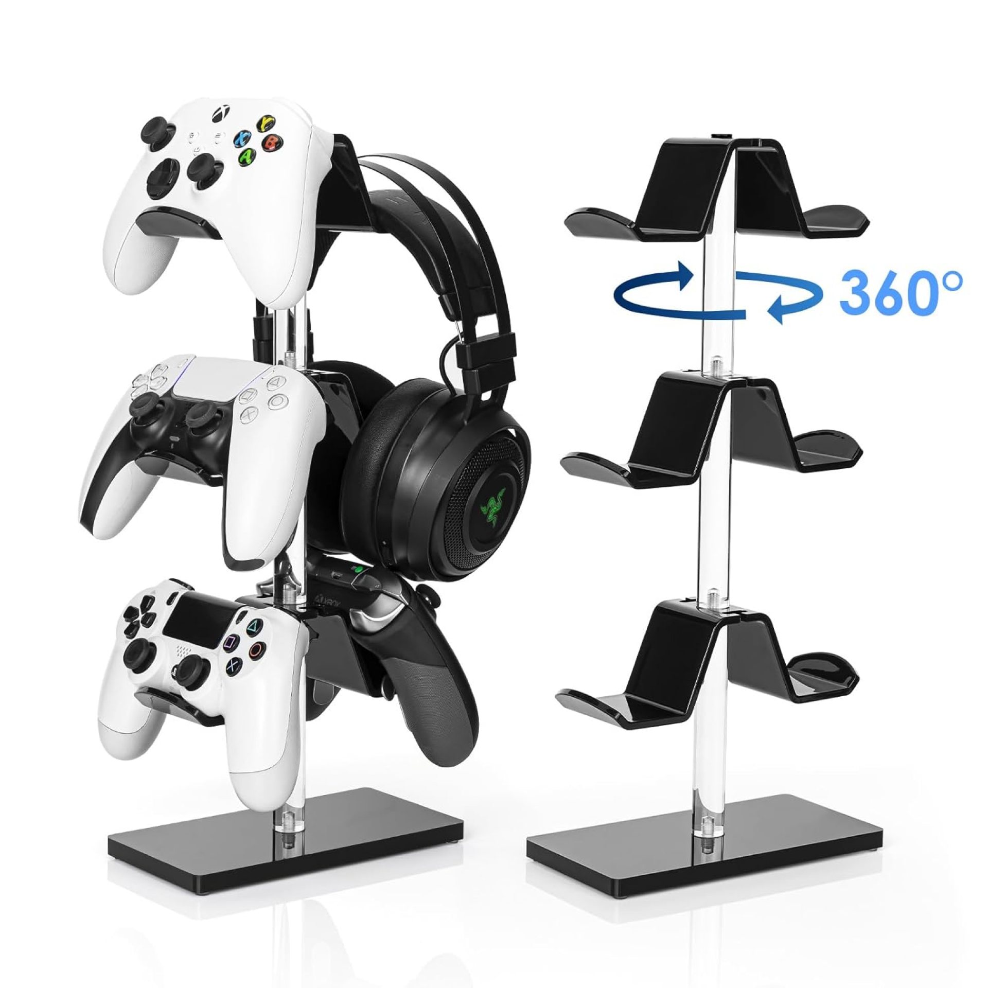 OAPRIRE Headset and Controller Stand, Space-Saving 3 Tier Game Controller Holder, Acrylic Controller and Headset Stand for Desktop, Universal Design Compatible with PS5/PS4/XBOX/SWITCH (Black) OAPRIRE Headset and Controller Stand, Space-Saving 3 Tier Game Controller Holder, Acrylic Controller and Headset Stand for Desktop, Universal Design Compatible with PS5/PS4/XBOX/SWITCH (Black)