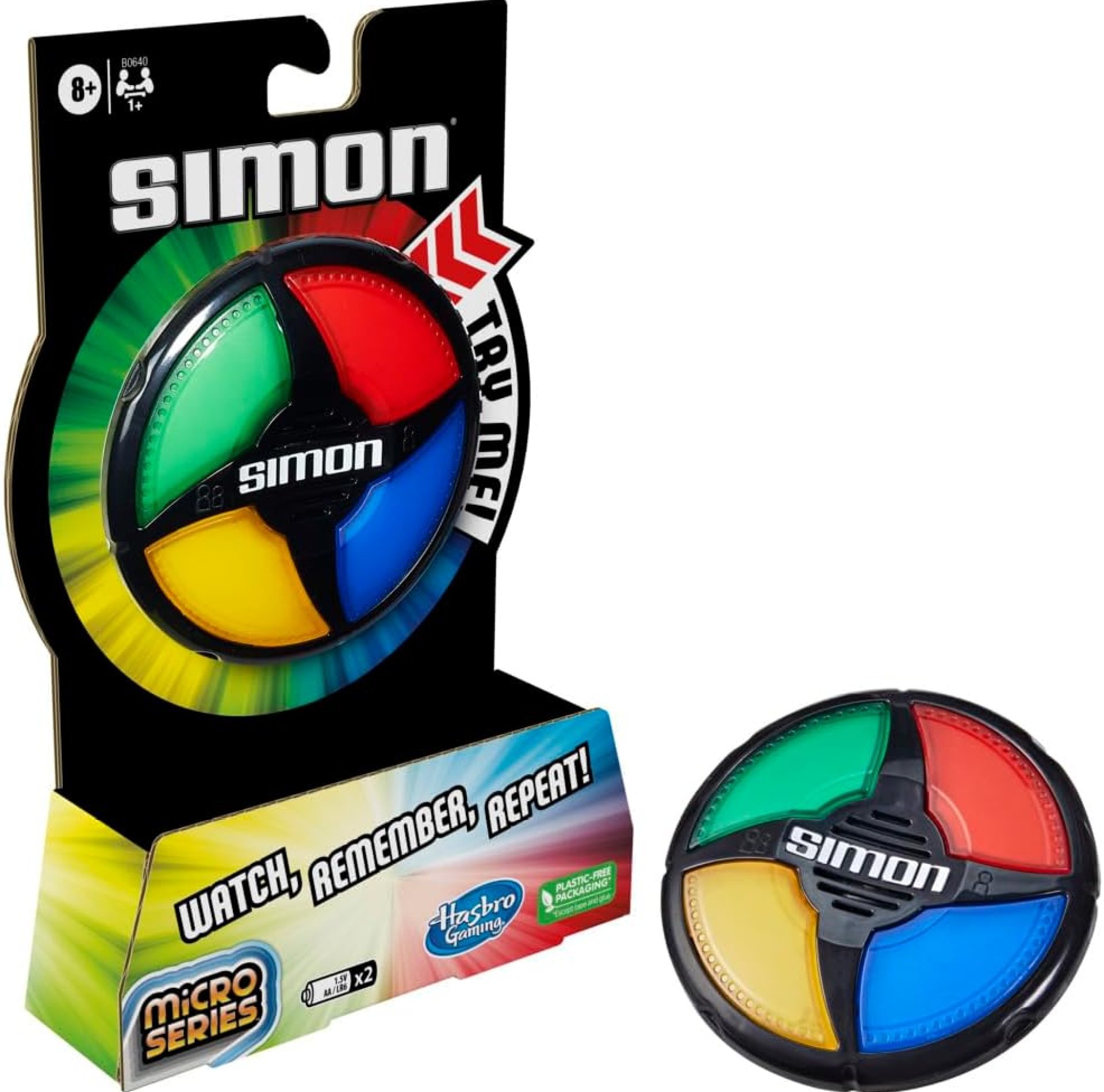 Hasbro Gaming Simon Micro Series Electronic Game for 1 or More Players, Classic Simon Gameplay in a Compact Size, Fun Party Game for Kids Ages 8+ Hasbro Gaming Simon Micro Series Electronic Game for 1 or More Players, Classic Simon Gameplay in a Compact Size, Fun Party Game for Kids Ages 8+