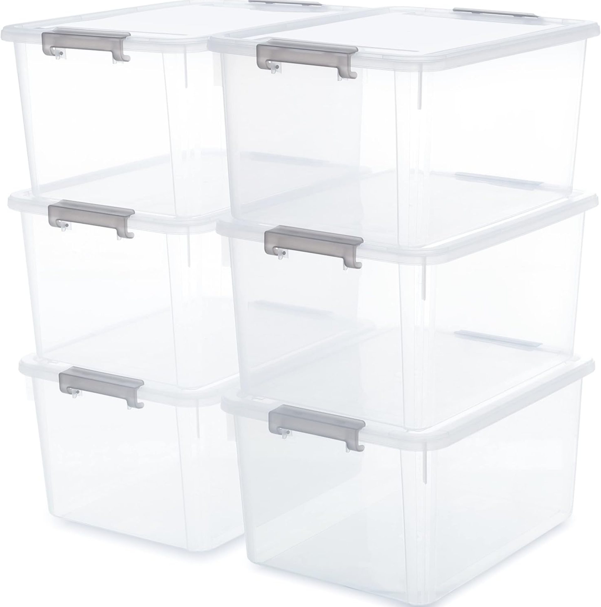 Citylife 6 Packs 32 QT Plastic Storage Bins with Lids Large Stackable Storage Containers for Organizing Clear Storage Box for Garage, Closet, Kitchen Citylife 6 Packs 32 QT Plastic Storage Bins with Lids Large Stackable Storage Containers for Organizing Clear Storage Box for Garage, Closet, Kitchen