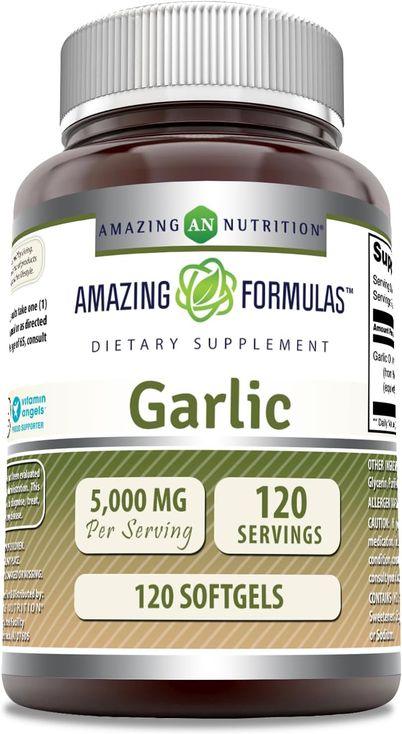 Amazing Formulas Garlic Supplement | 5000 Mg Per Serving | 120 Softgels | Non-GMO | Gluten Free | Made in USA Amazing Formulas Garlic Supplement | 5000 Mg Per Serving | 120 Softgels | Non-GMO | Gluten Free | Made in USA
