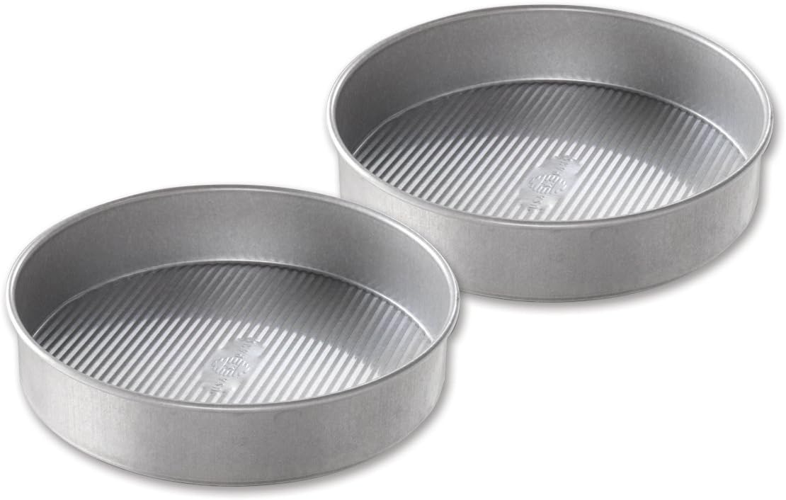 USA Pan Bakeware Round Cake Pan, 9 inch, Nonstick & Quick Release Coating, Made in the USA from Aluminized Steel, Set of 2 USA Pan Bakeware Round Cake Pan, 9 inch, Nonstick & Quick Release Coating, Made in the USA from Aluminized Steel, Set of 2