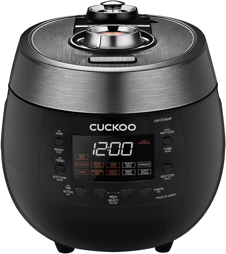 CUCKOO CRP-RT0609FB 6-Cup (Uncooked) / 12-Cup (Cooked) Twin Pressure Rice Cooker & Warmer with Nonstick Inner Pot, 14 Menu Options, Safe Steam Release, 3 Voice Guide, Auto Clean (Black) CUCKOO CRP-RT0609FB 6-Cup (Uncooked) / 12-Cup (Cooked) Twin Pressure Rice Cooker & Warmer with Nonstick Inner Pot, 14 Menu Options, Safe Steam Release, 3 Voice Guide, Auto Clean (Black)