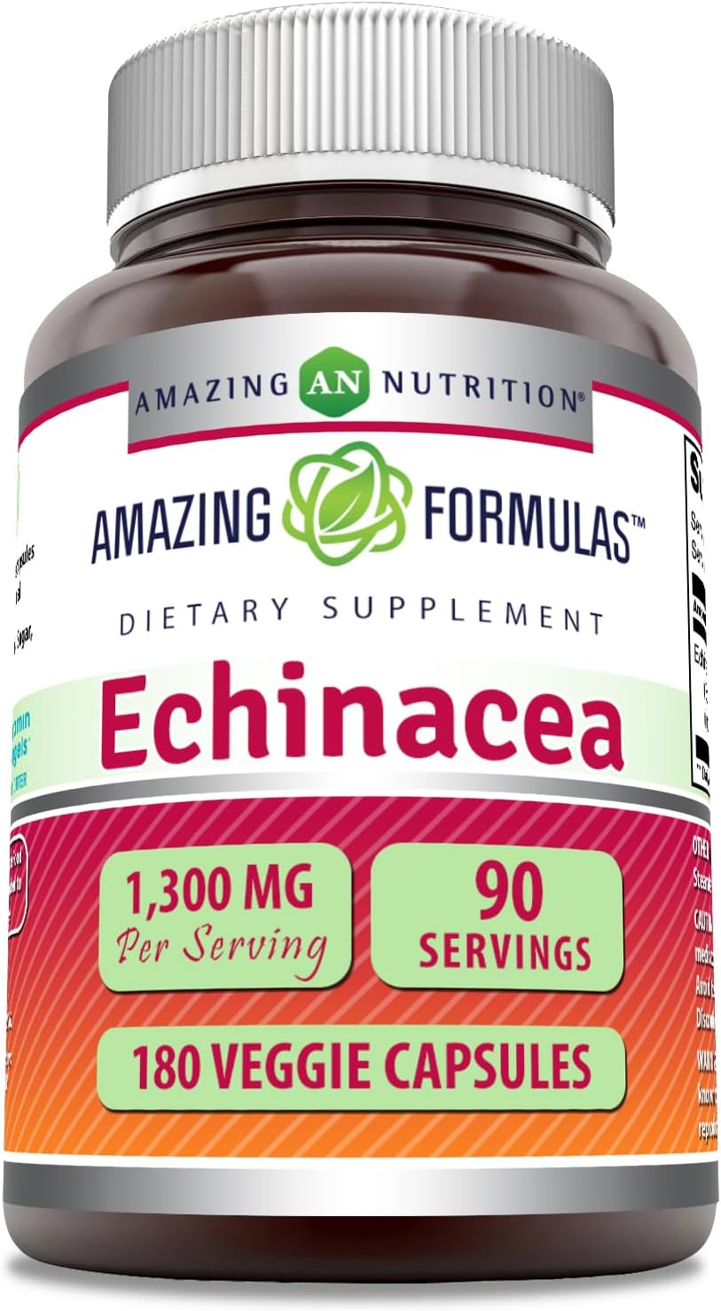 Amazing Formulas Echinacea Supplement| 1300 Mg Per Serving | 180 Veggie Capsules | Non-GMO | Gluten-Free | Made in USA Amazing Formulas Echinacea Supplement| 1300 Mg Per Serving | 180 Veggie Capsules | Non-GMO | Gluten-Free | Made in USA