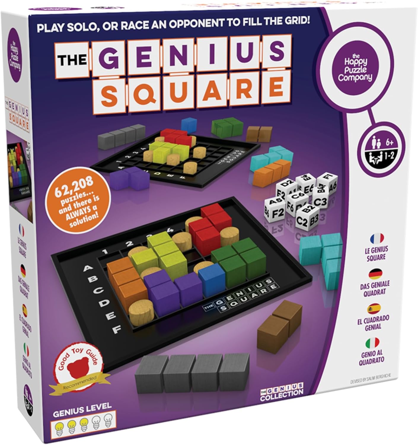 The Genius Square – Game of the Year Award Winner! 60000+ Solutions STEM Puzzle Game! Roll the Dice & Race Your Opponent to Fill The Grid by Using Different Shapes! Promotes Problem Solving Training The Genius Square – Game of the Year Award Winner! 60000+ Solutions STEM Puzzle Game! Roll the Dice & Race Your Opponent to Fill The Grid by Using Different Shapes! Promotes Problem Solving Training