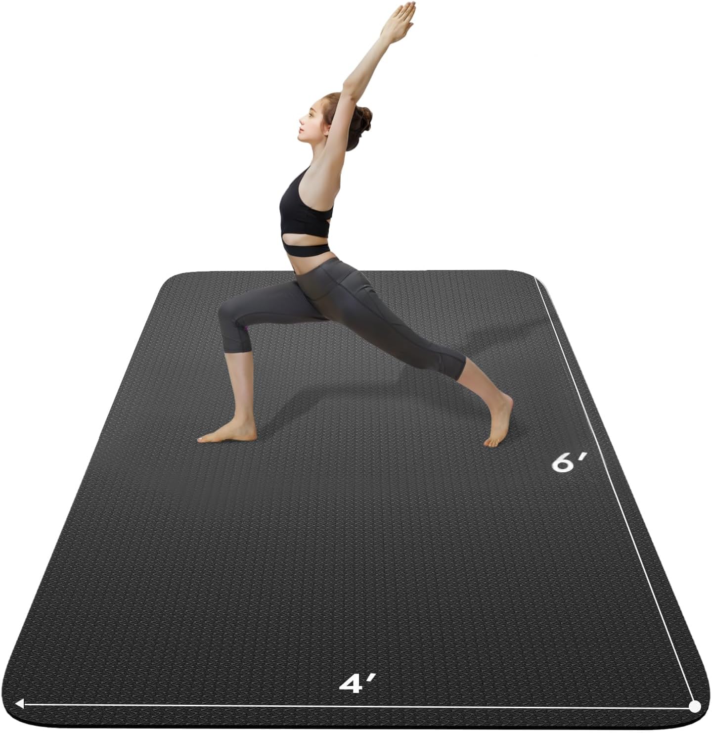 FrenzyBird 6’x4’ Large Yoga Mat ¼” Extra Thick Exercise Mat with 2 Bundling Ribbons Eco Friendly TPE Fitness for Women & Men, Yoga, Pilates, Gym and Floor Workouts Black FrenzyBird 6’x4’ Large Yoga Mat ¼” Extra Thick Exercise Mat with 2 Bundling Ribbons Eco Friendly TPE Fitness for Women & Men, Yoga, Pilates, Gym and Floor Workouts Black