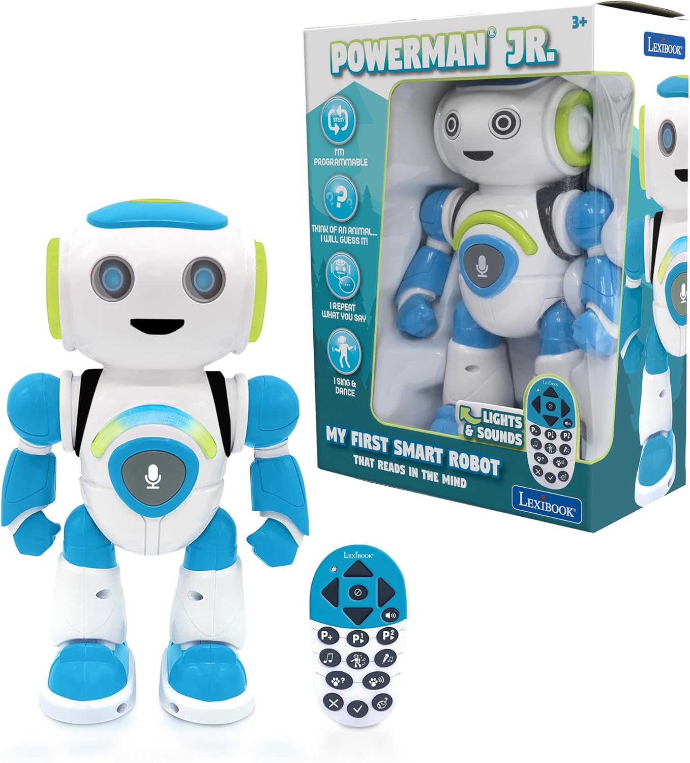 LEXiBOOK – Powerman Jr. Smart Interactive Toy Robot That Reads in The Mind Toy for Kids Dancing Plays Music Animal Quiz STEM Programmable Remote Control Boy Robot Junior Green/Blue – ROB20EN LEXiBOOK – Powerman Jr. Smart Interactive Toy Robot That Reads in The Mind Toy for Kids Dancing Plays Music Animal Quiz STEM Programmable Remote Control Boy Robot Junior Green/Blue – ROB20EN