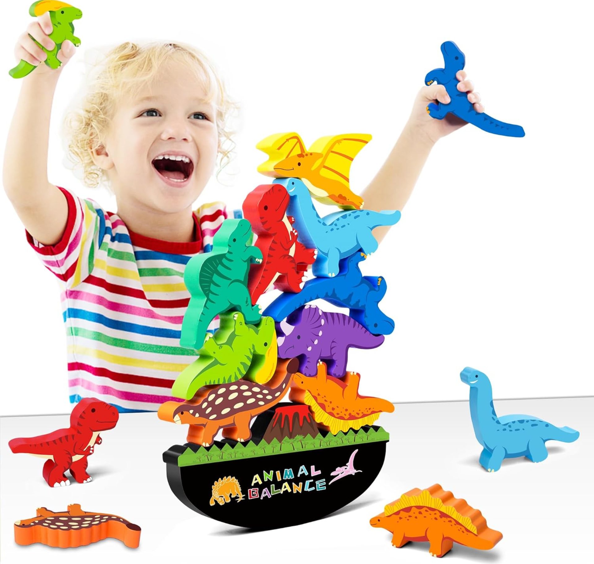 FFTROC Montessori Dinosaur Toys for 2 3 4 Year Old Boys – Wooden Stacking Dinosaur Toys for Kids 2-4 3-5, Toddler Balancing Block Sets FFTROC Montessori Dinosaur Toys for 2 3 4 Year Old Boys – Wooden Stacking Dinosaur Toys for Kids 2-4 3-5, Toddler Balancing Block Sets