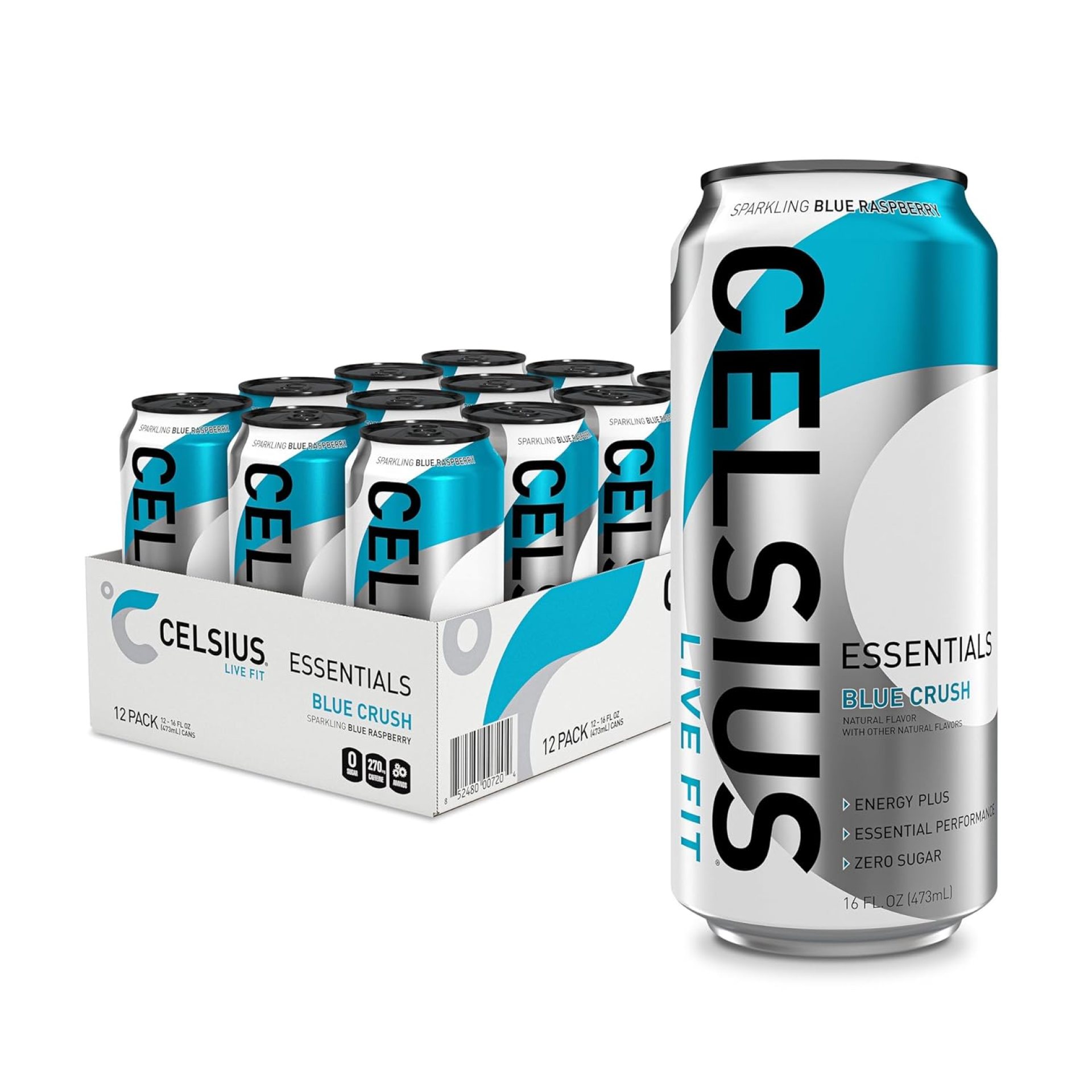 CELSIUS ESSENTIALS™ Sparkling Blue Crush, Sugar Free Performance Energy Drink, 16 Fl Oz (Pack of 12) CELSIUS ESSENTIALS™ Sparkling Blue Crush, Sugar Free Performance Energy Drink, 16 Fl Oz (Pack of 12)