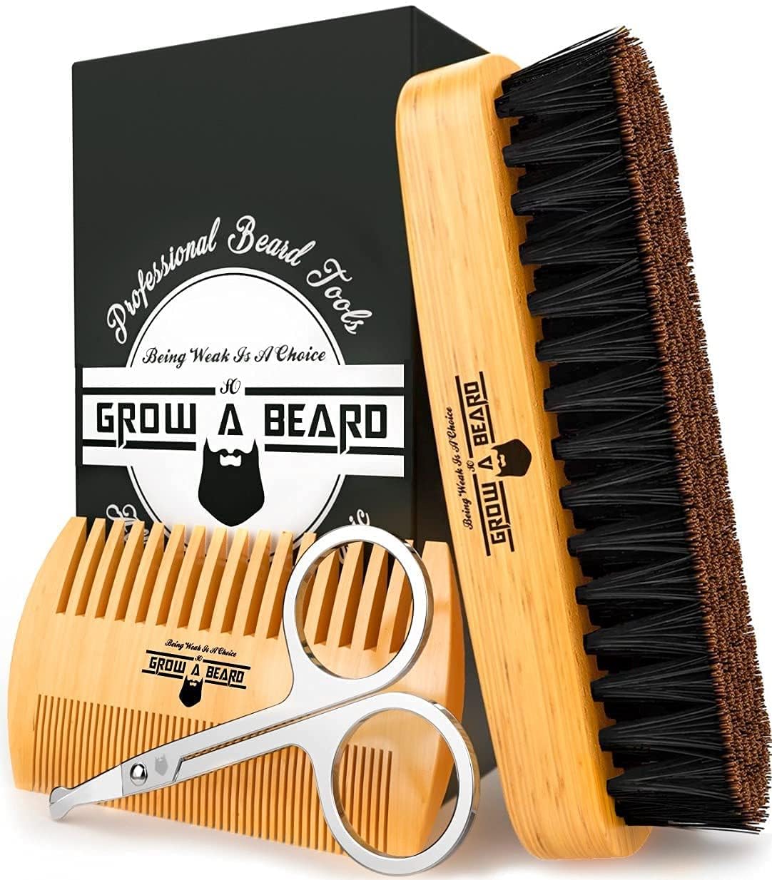 Beard Brush For Men & Beard Comb Set w/Mustache Scissors Grooming Kit, Natural Boar Bristle Brush, Dual Action Wood Comb, And Travel Bag Great For Christmas Gift Beard Brush For Men & Beard Comb Set w/Mustache Scissors Grooming Kit, Natural Boar Bristle Brush, Dual Action Wood Comb, And Travel Bag Great For Christmas Gift