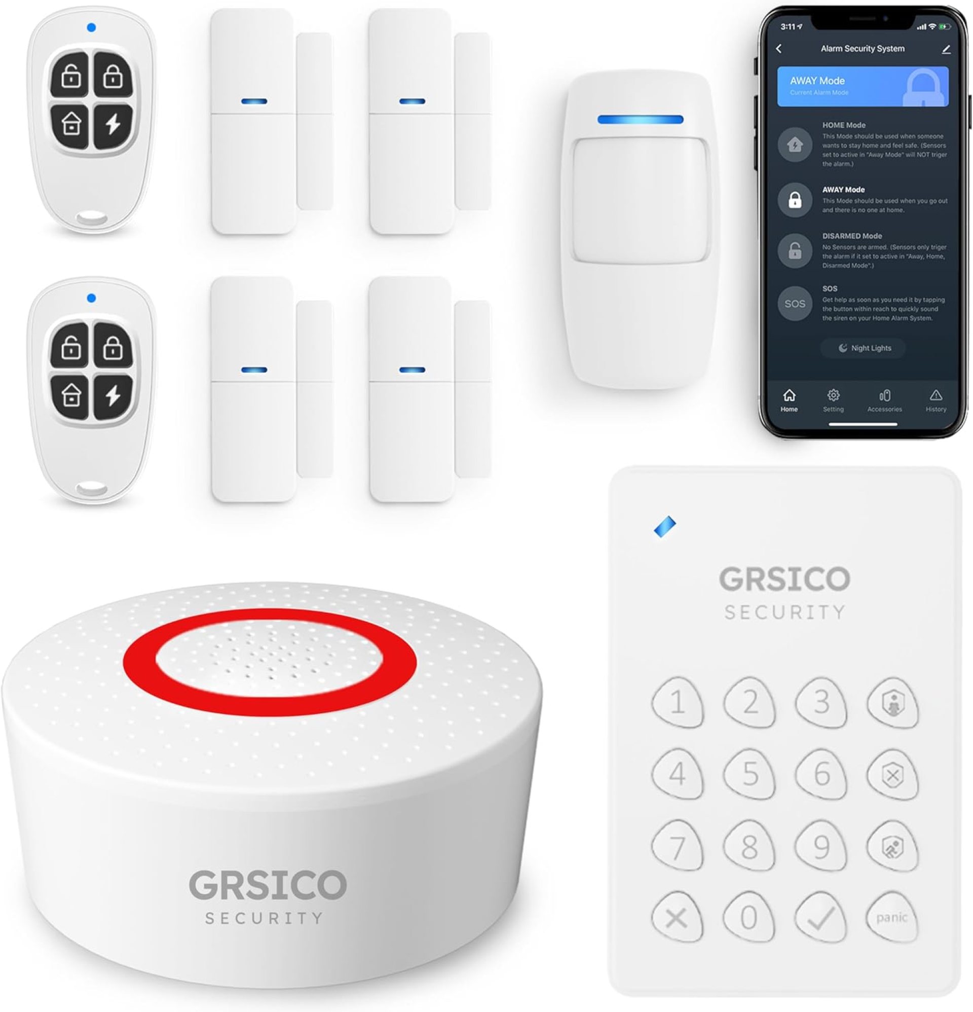 Wireless Alarm System 9 Piece Kit, WiFi Alarm System for Home Security with Phone APP Alert (Alarm Siren, Keypad, Remote, Motion, and Door Sensors) for Home, Apartment, Compatible with Alexa Wireless Alarm System 9 Piece Kit, WiFi Alarm System for Home Security with Phone APP Alert (Alarm Siren, Keypad, Remote, Motion, and Door Sensors) for Home, Apartment, Compatible with Alexa