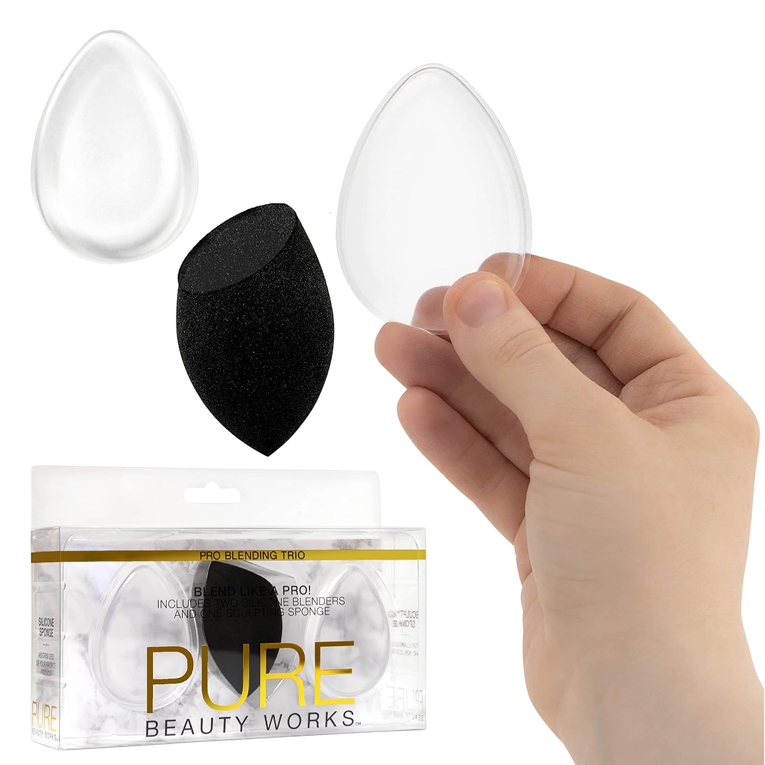 Pro Blending Trio 2 Silicone Blending Sponges 1 Makeup Sponge Premium Quality Foundation Blender Cosmetic Beauty Tool Applicator 3Pc Pro Blending Trio 2 Silicone Blending Sponges 1 Makeup Sponge Premium Quality Foundation Blender Cosmetic Beauty Tool Applicator 3Pc