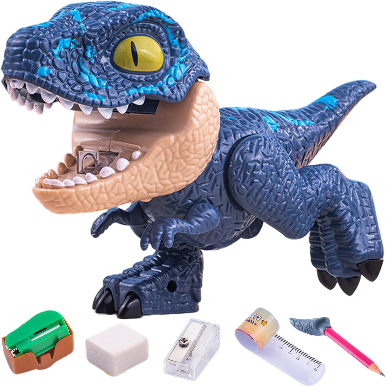 Dinosaur Pencil Case Set, 5 in 1 Stationery Sets Includes Ruler, Pencil, Sharpener, Binding Machine, Eraser Dinosaur Toys Students Stationery, Special Case Dinosaur Pencil Case Set, 5 in 1 Stationery Sets Includes Ruler, Pencil, Sharpener, Binding Machine, Eraser Dinosaur Toys Students Stationery, Special Case