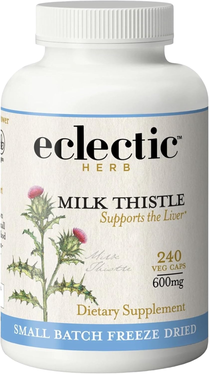 Eclectic Herb – Premium Freeze Dried Milk Thistle Capsules | Dietary Supplement | Liver Support, Detox, Cleanse + Maintain | Natural, Non-GMO, Vegan (240 CT | 600 mg) Eclectic Herb – Premium Freeze Dried Milk Thistle Capsules | Dietary Supplement | Liver Support, Detox, Cleanse + Maintain | Natural, Non-GMO, Vegan (240 CT | 600 mg)