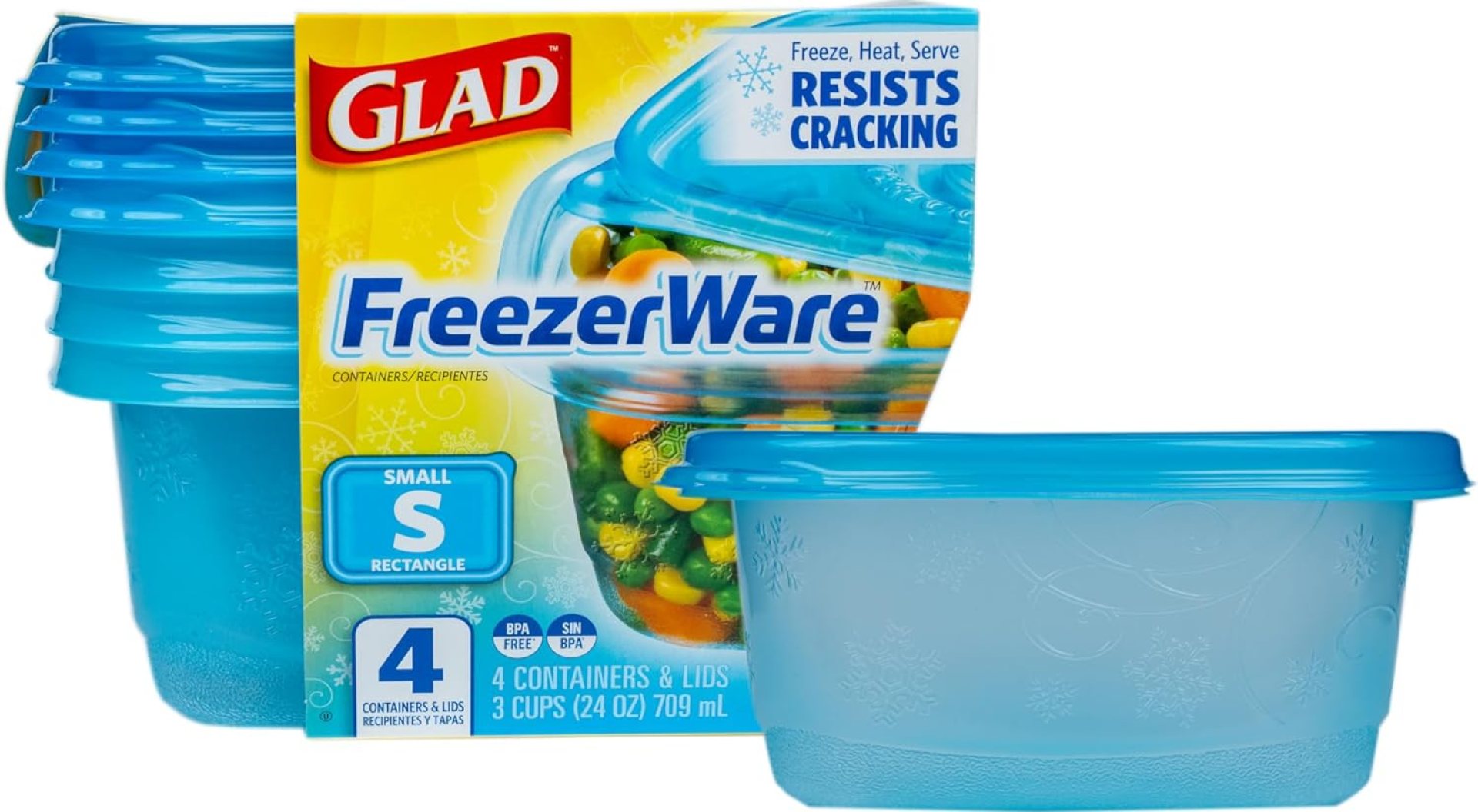 Gladware Freezerware Food Storage Containers | Small Food Storage Containers, Small Containers in Rectangle Shape Hold up to 24 Ounces of Food, 4 Count Set Gladware Freezerware Food Storage Containers | Small Food Storage Containers, Small Containers in Rectangle Shape Hold up to 24 Ounces of Food, 4 Count Set