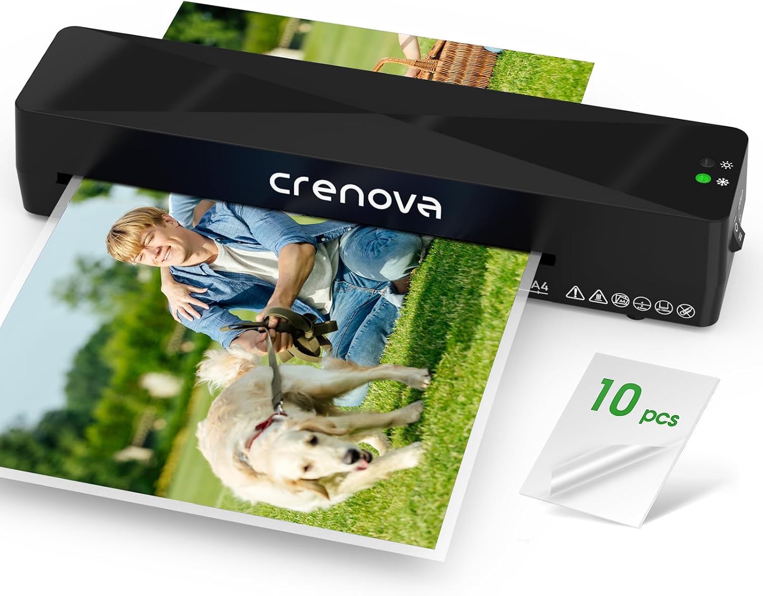 Crenova Laminator Machine with 10 Laminating Sheets, A4 Laminating Machine Hot & Cold with Fast Warm Technology, Thermal Laminator 9 Inch for Home Office School Business Black Crenova Laminator Machine with 10 Laminating Sheets, A4 Laminating Machine Hot & Cold with Fast Warm Technology, Thermal Laminator 9 Inch for Home Office School Business Black